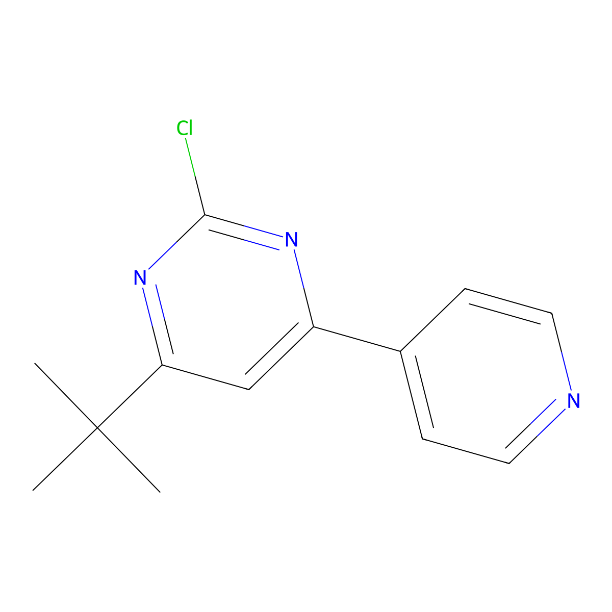 2-Chloro-4-(pyridin-4-yl)-6-(tert-butyl)pyrimidine molecular structure, CAS 1412954-61-0