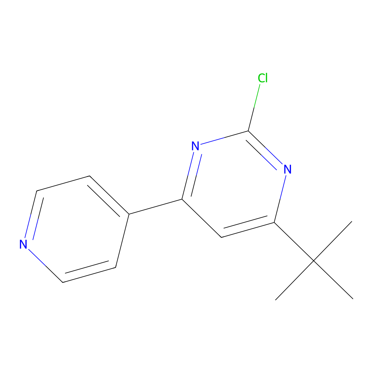 2-Chloro-4-(pyridin-4-yl)-6-(tert-butyl)pyrimidine molecular structure, CAS 1412954-61-0