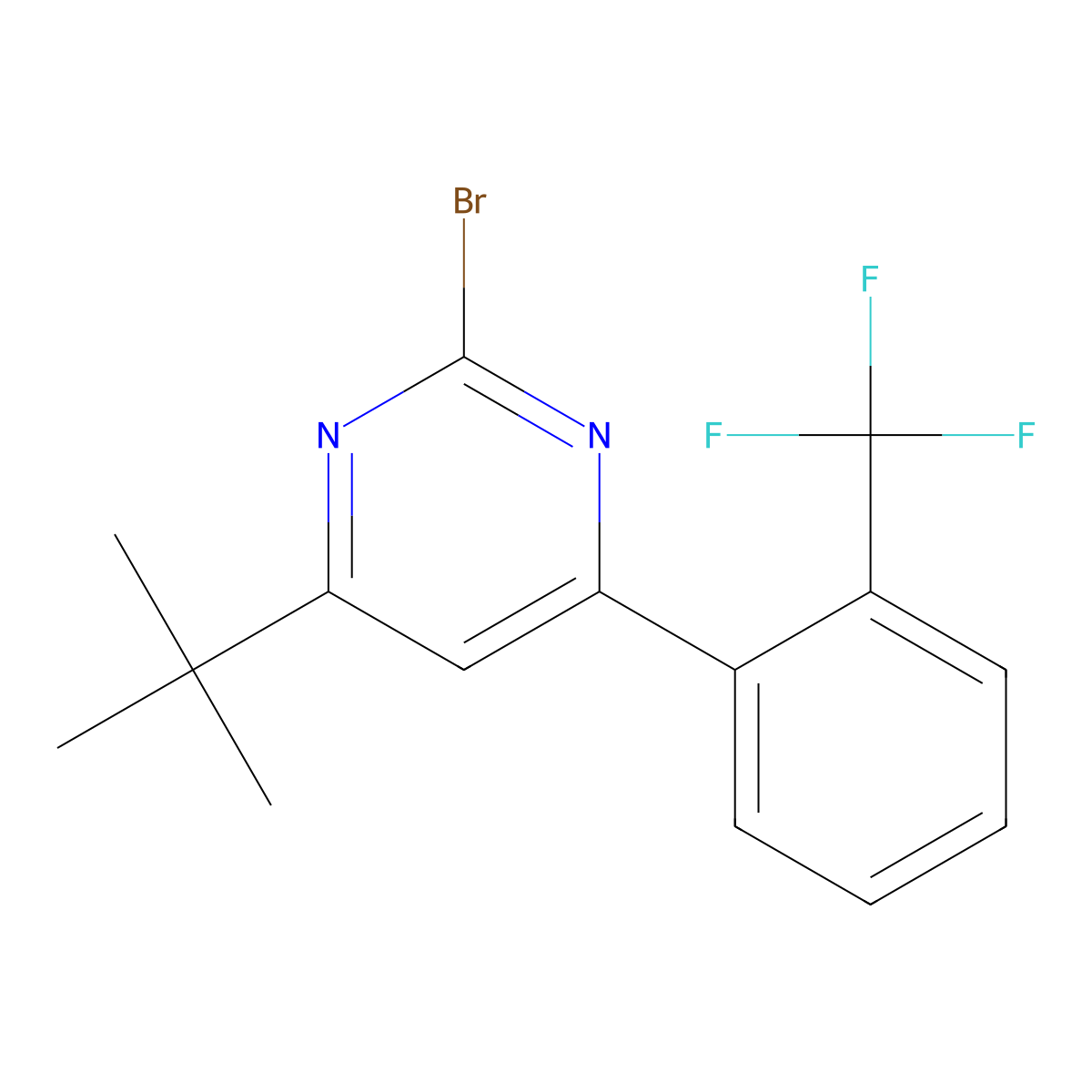 2-Bromo-4-(2-trifluoromethylphenyl)-6-(tert-butyl)pyrimidine molecular structure, CAS 1412954-63-2