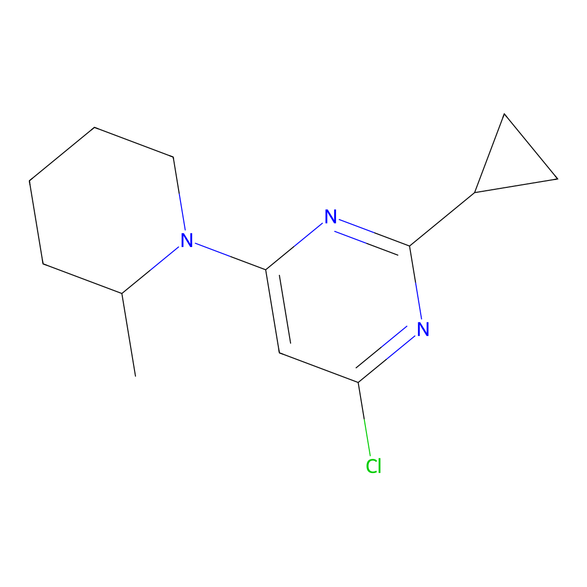 4-Chloro-2-cyclopropyl-6-(2-methylpiperidin-1-yl)pyrimidine molecular structure, CAS 1412954-66-5