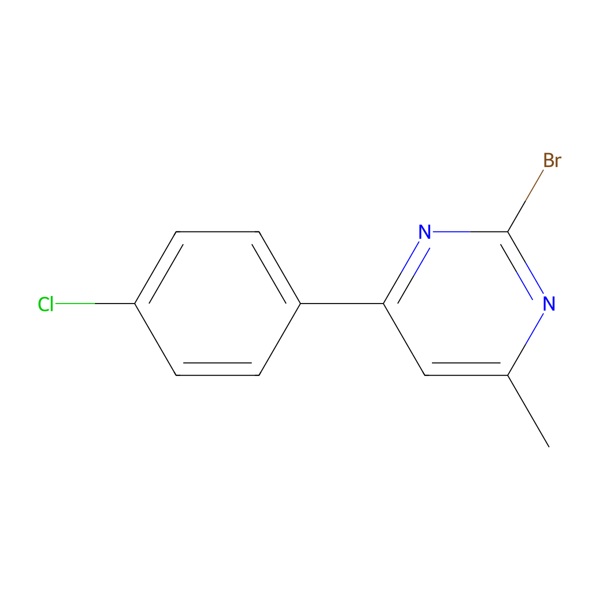 2-Bromo-4-(4-chlorophenyl)-6-methylpyrimidine molecular structure, CAS 1412954-68-7