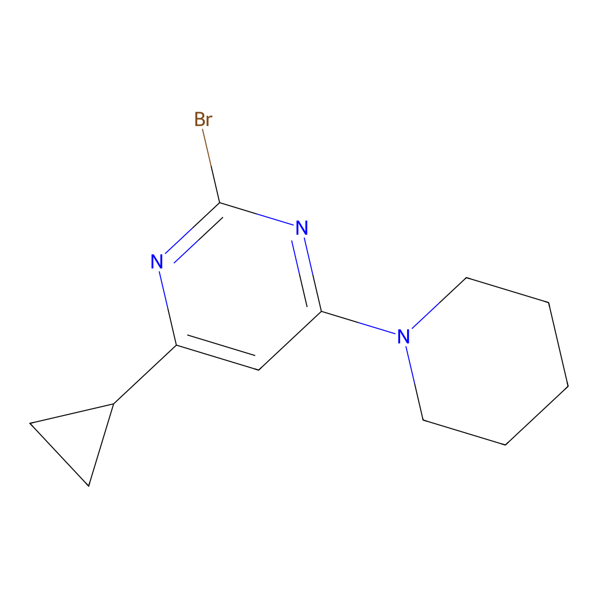 2-Bromo-4-(piperidin-1-yl)-6-cyclopropylpyrimidine molecular structure, CAS 1412954-69-8