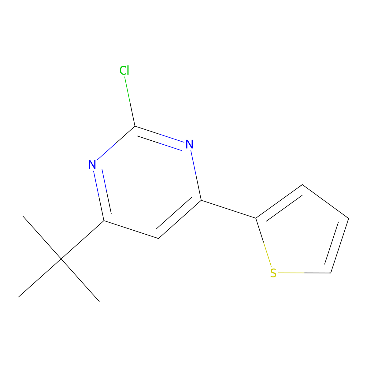 2-Chloro-4-(2-thienyl)-6-(tert-butyl)pyrimidine molecular structure, CAS 1412954-70-1