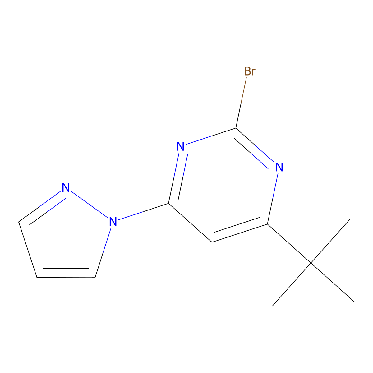 2-bromo-4-(1H-pyrozol-1-yl)-6-(tert-butyl)pyrimidine molecular structure, CAS 1412954-71-2