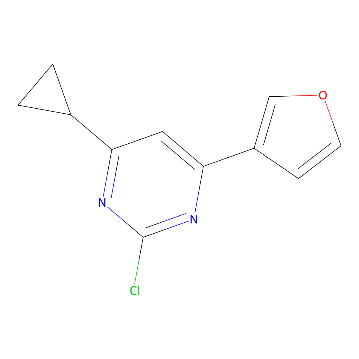 2-Chloro-4-(3-furyl)-6-cyclopropylpyrimidine molecular structure, CAS 1412954-73-4