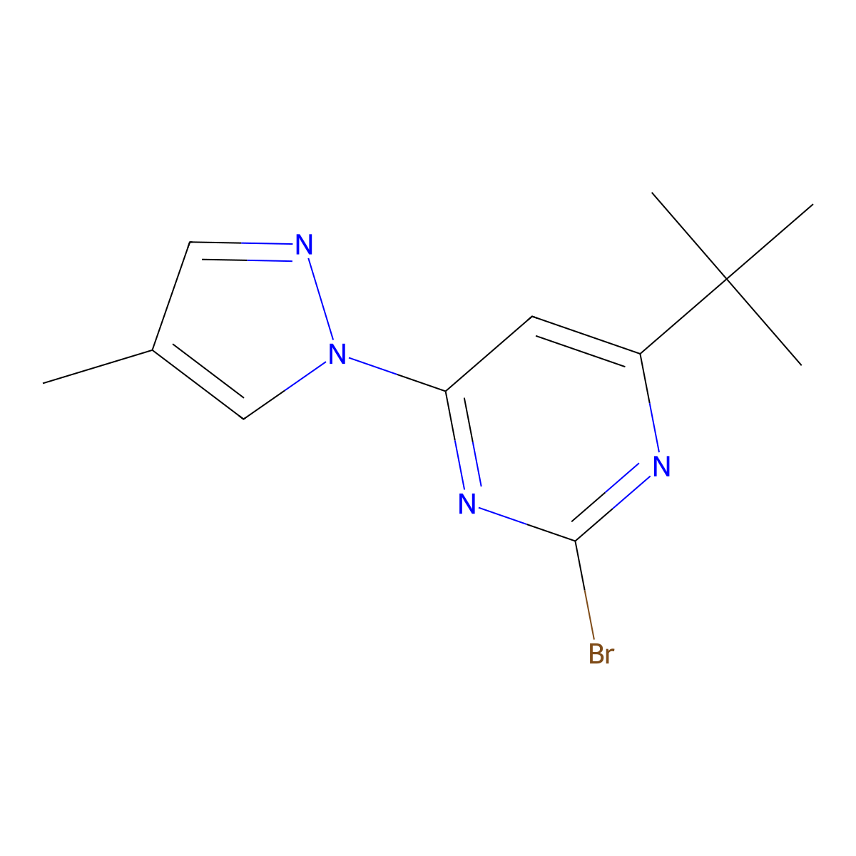 2-bromo-4-(1H-4-methylpyrozol-1-yl)-6-(tert-butyl)pyrimidine molecular structure, CAS 1412954-75-6