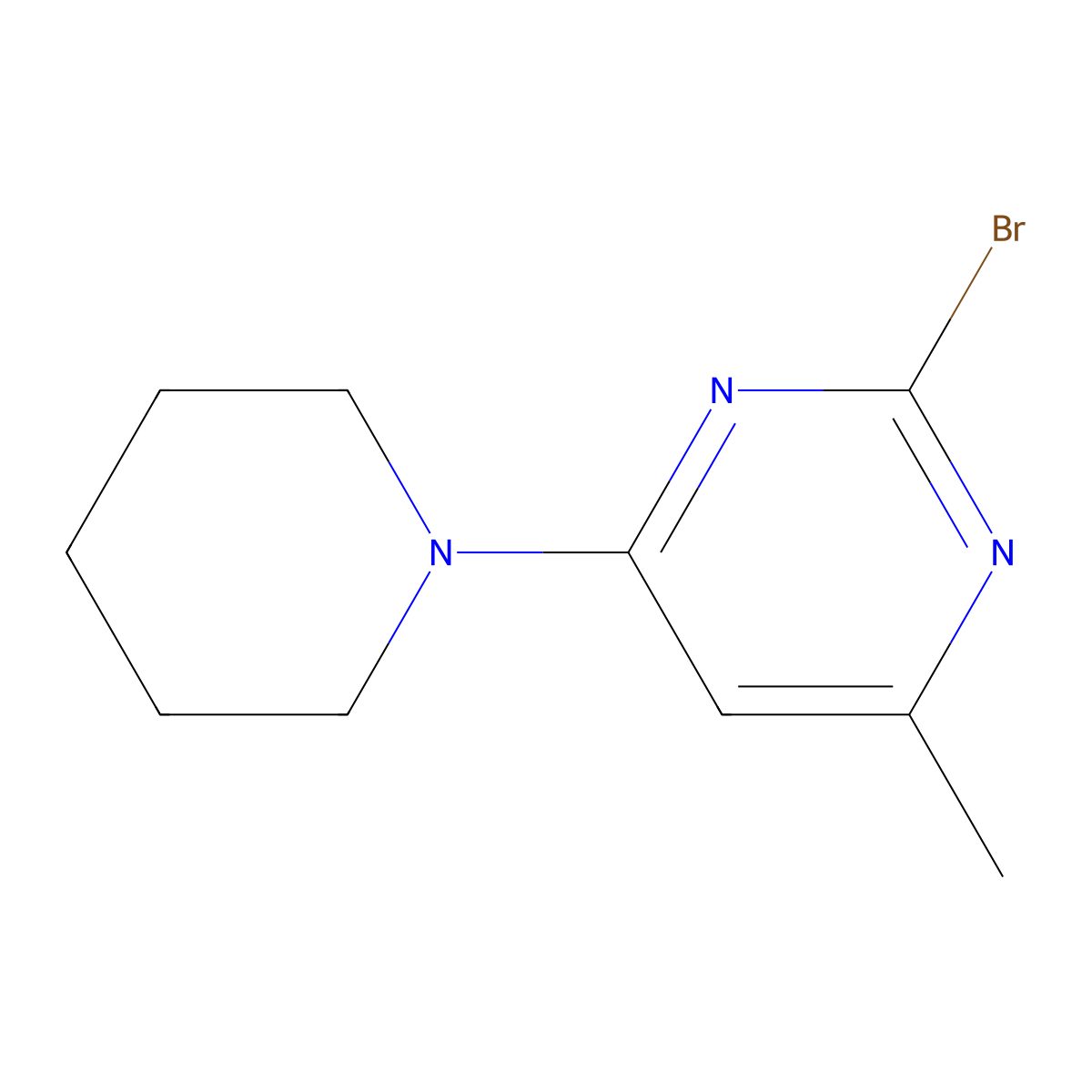 2-Bromo-4-(piperidin-1-yl)-6-methylpyrimidine molecular structure, CAS 1412954-84-7
