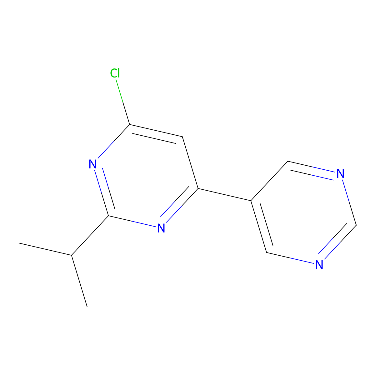 4-Chloro-2-(iso-propyl)-6-(pyrimidin-5-yl)pyrimidine molecular structure, CAS 1412954-85-8