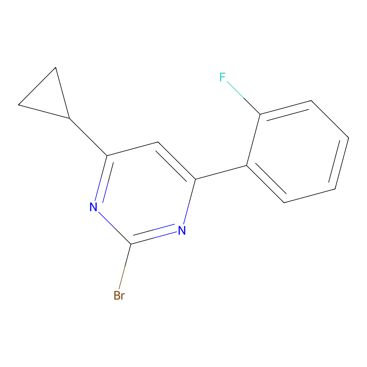 2-Bromo-4-(2-fluorophenyl)-6-cyclopropylpyrimidine molecular structure, CAS 1412954-90-5