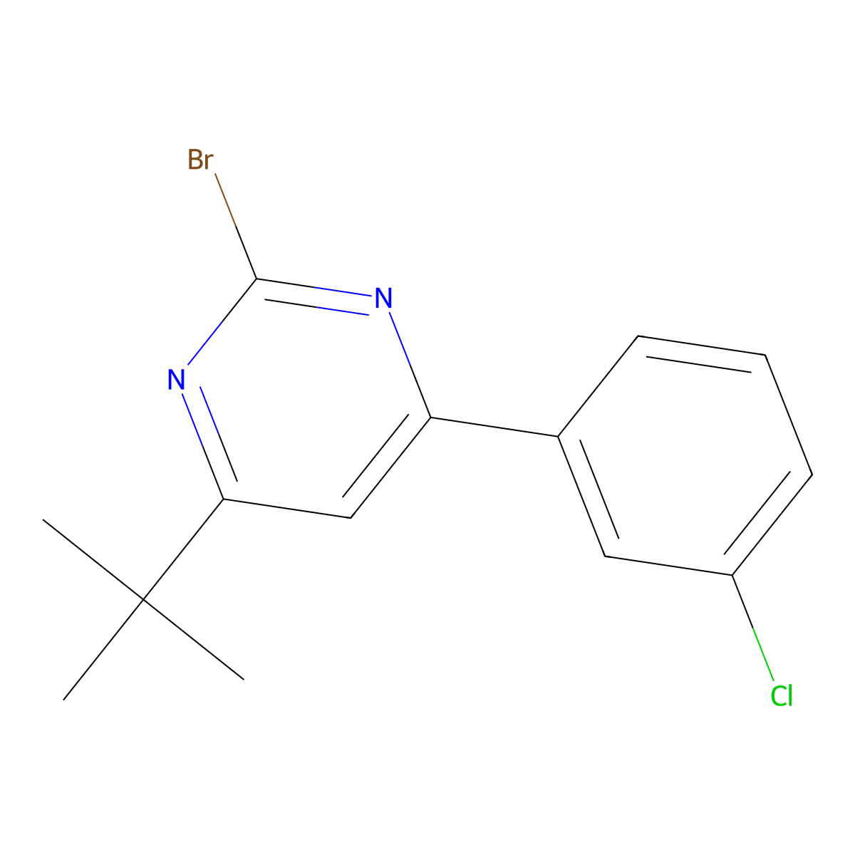 2-Bromo-4-(3-chlorophenyl)-6-(tert-butyl)pyrimidine molecular structure, CAS 1412954-93-8