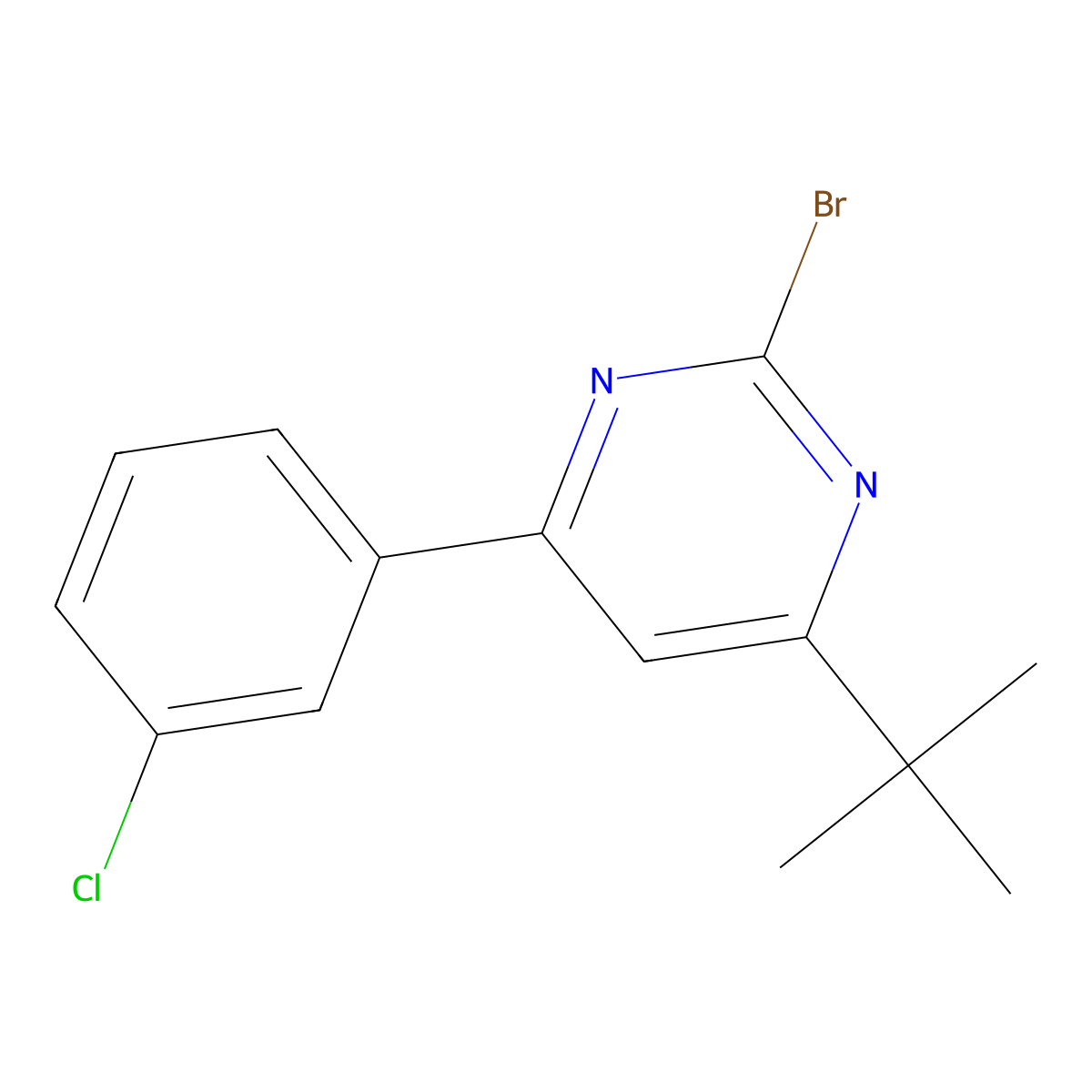 2-Bromo-4-(3-chlorophenyl)-6-(tert-butyl)pyrimidine molecular structure, CAS 1412954-93-8