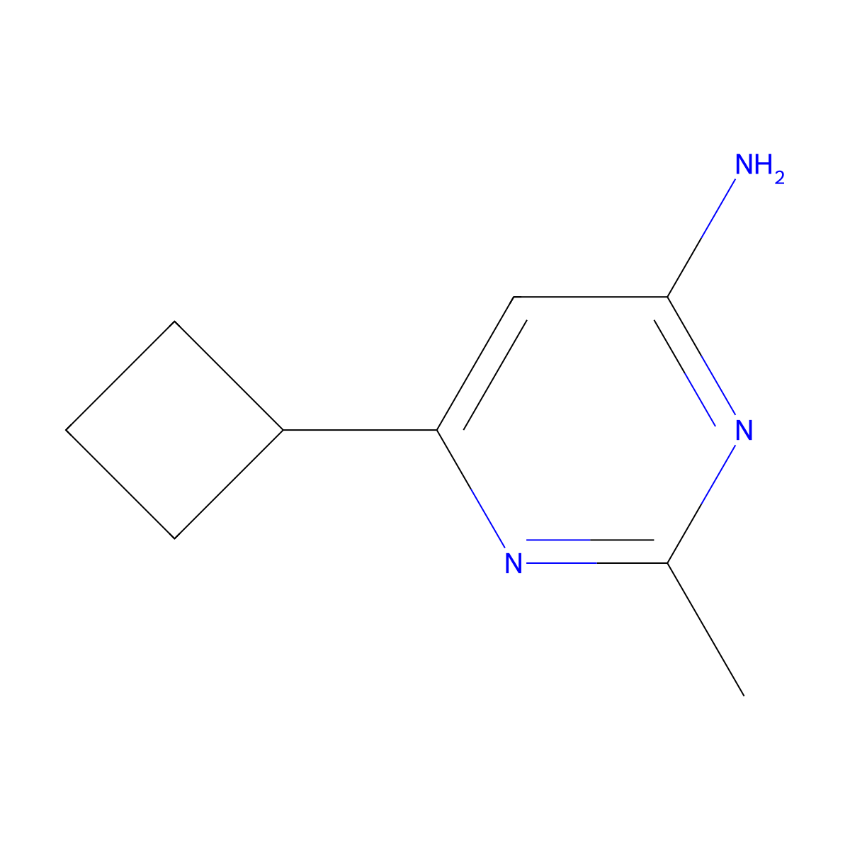 6-Cyclobutyl-2-methylpyrimidin-4-amine molecular structure, CAS 1412954-95-0