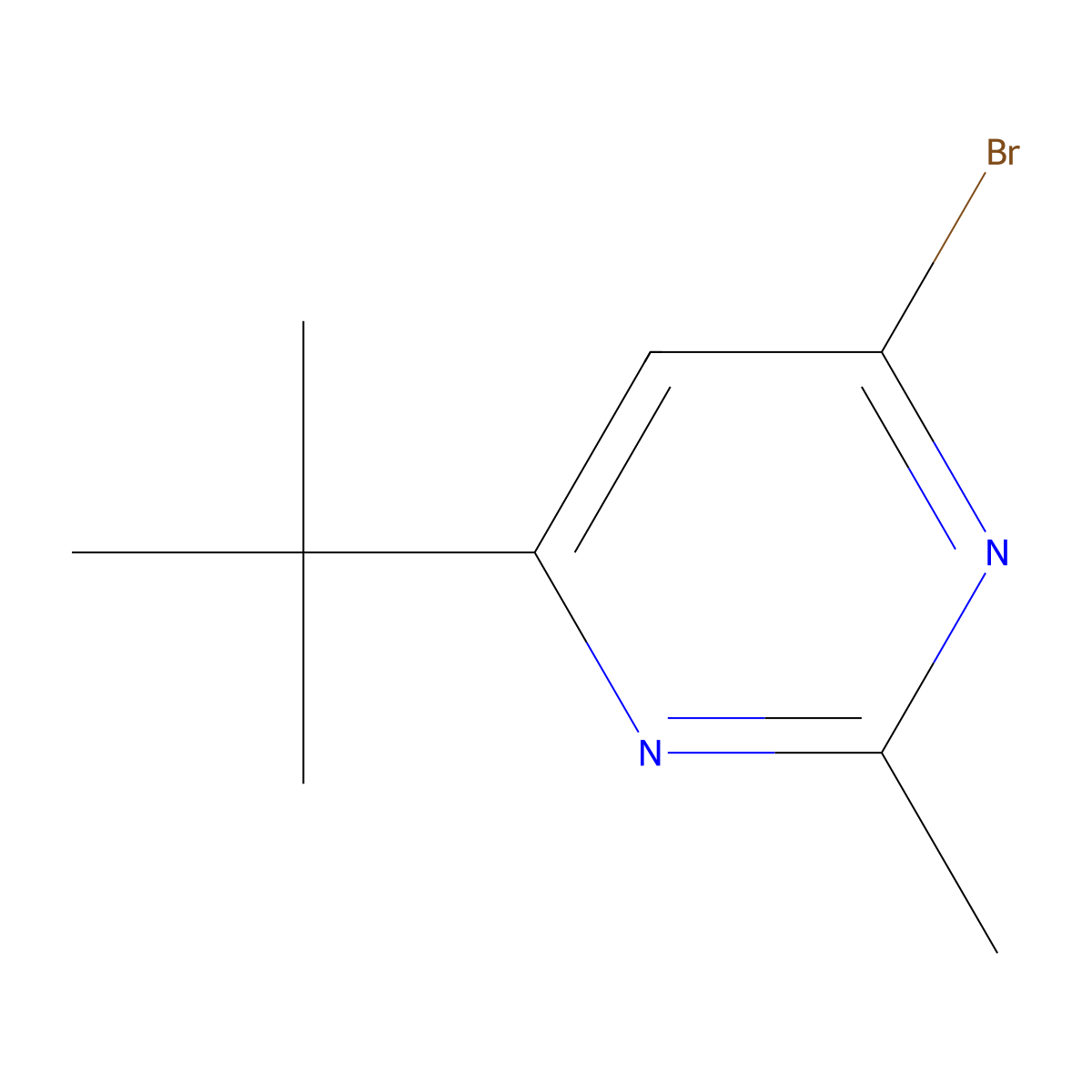 4-Bromo-6-tert-butyl-2-methylpyrimidine molecular structure, CAS 1412954-96-1