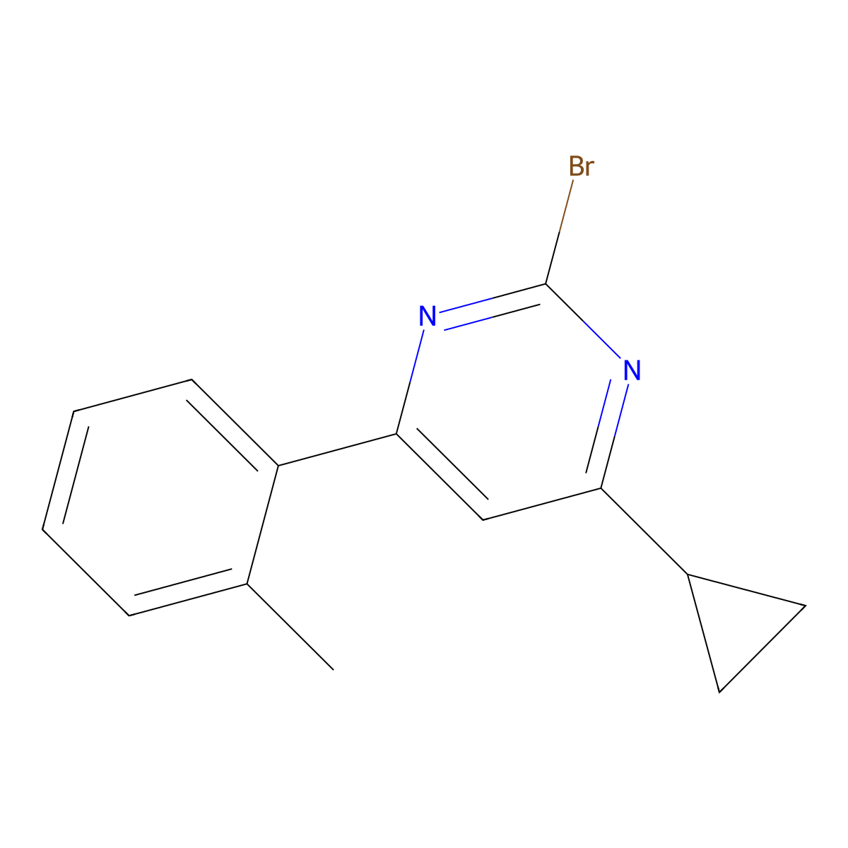 2-Bromo-4-(2-tolyl)-6-cyclopropylpyrimidine molecular structure, CAS 1412954-98-3