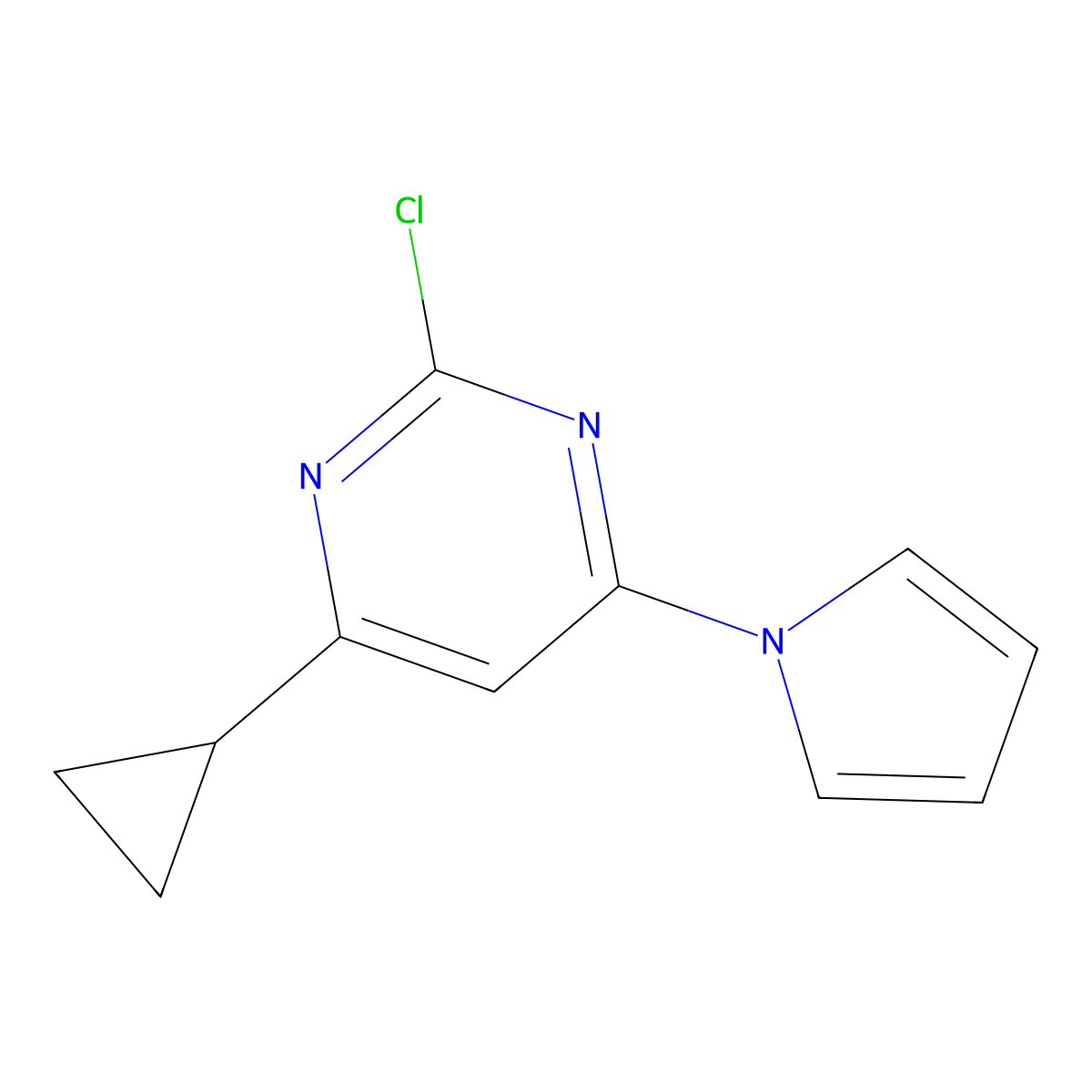 2-chloro-4-(1H-pyrrol-1-yl)-6-cyclopropylpyrimidine molecular structure, CAS 1412954-99-4