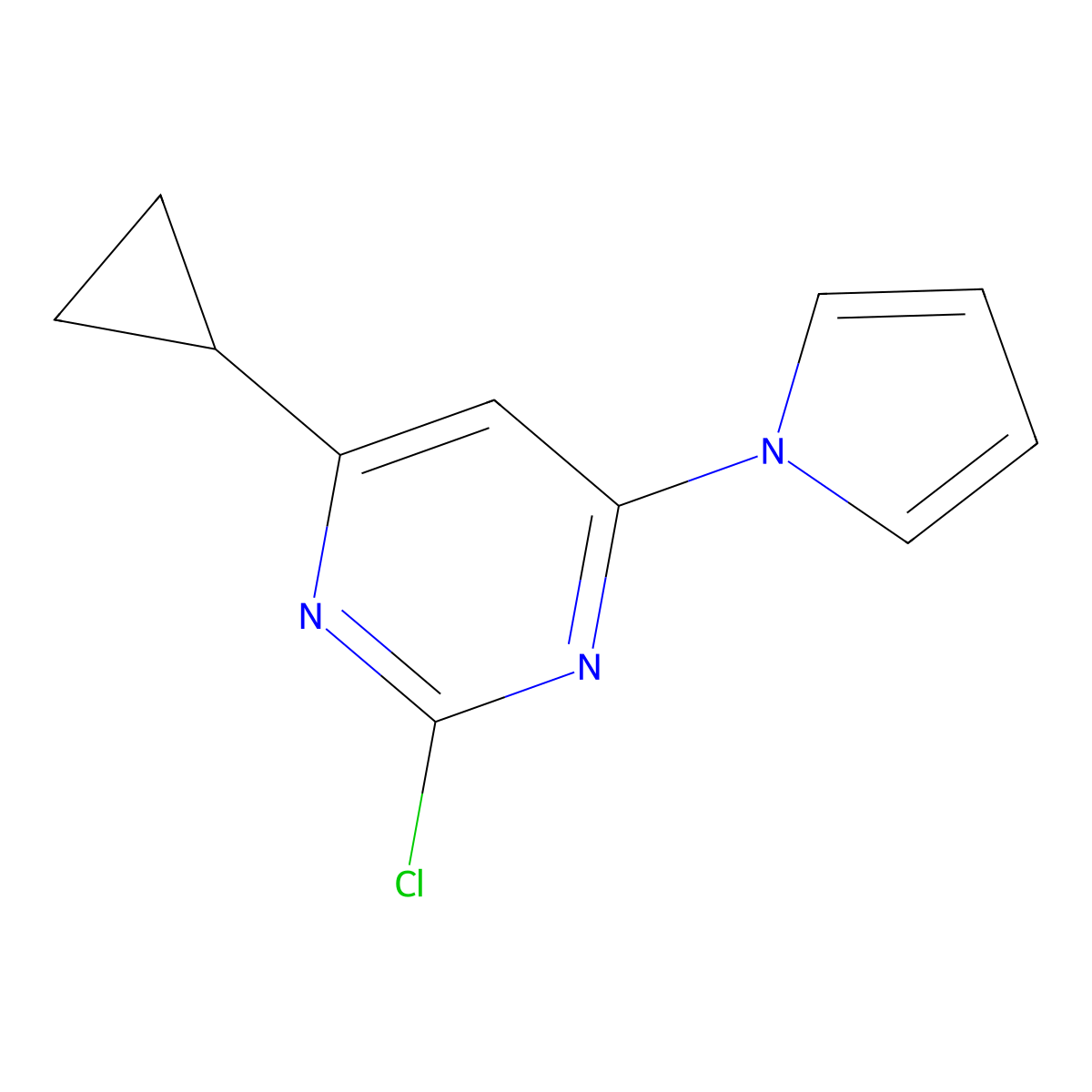 2-chloro-4-(1H-pyrrol-1-yl)-6-cyclopropylpyrimidine molecular structure, CAS 1412954-99-4