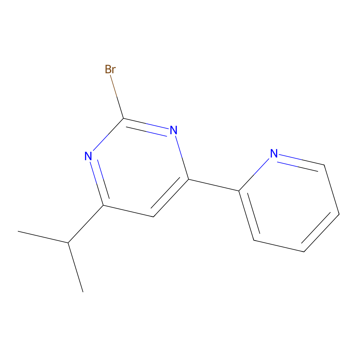 2-Bromo-4-(pyridin-2-yl)-6-(iso-propyl)pyrimidine molecular structure, CAS 1412955-00-0