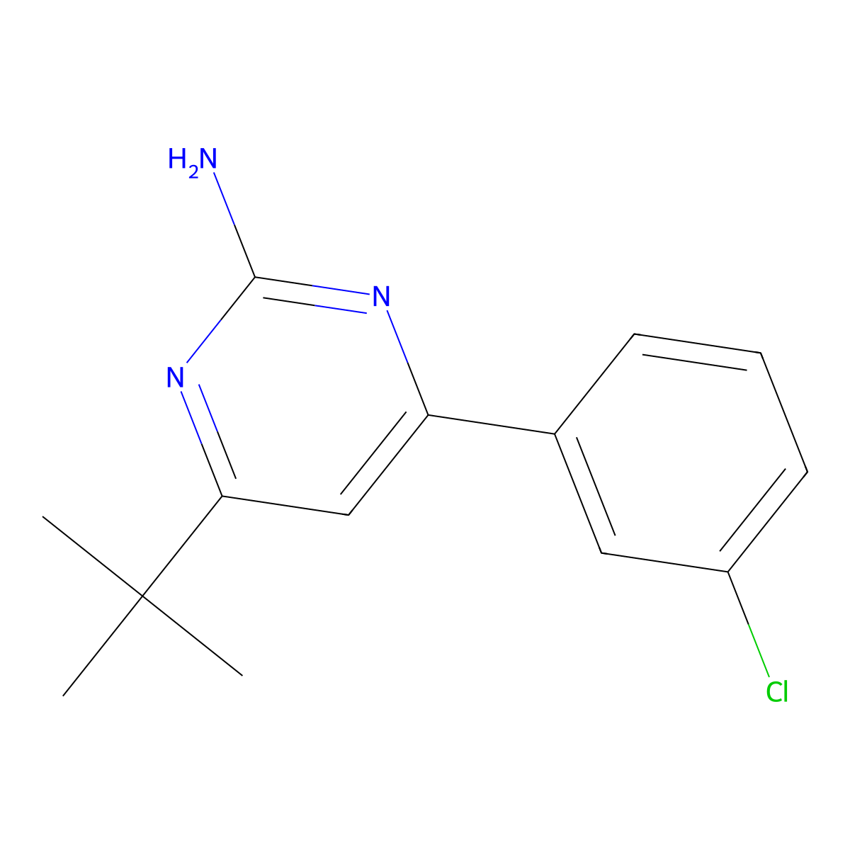 2-Amino-4-(3-chlorophenyl)-6-(tert-butyl)pyrimidine molecular structure, CAS 1412955-01-1