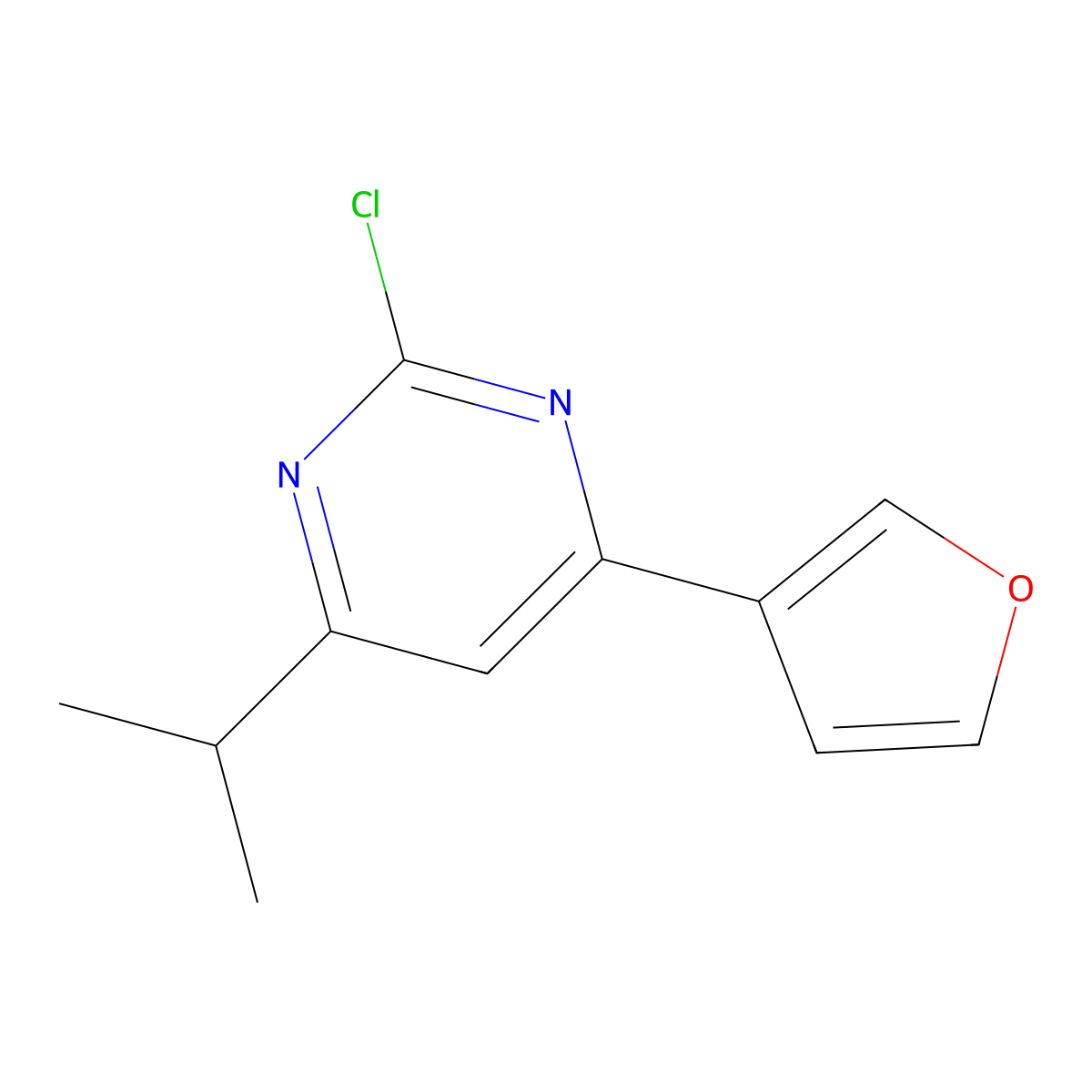 2-Chloro-4-(3-furyl)-6-(iso-propyl)pyrimidine molecular structure, CAS 1412955-02-2