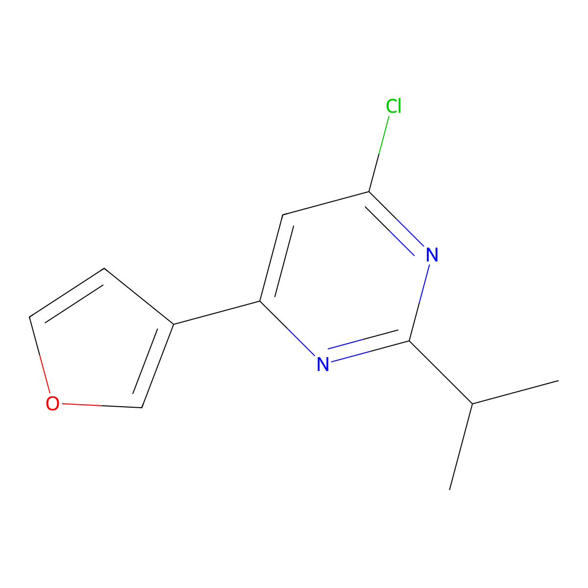 4-Chloro-2-(iso-propyl)-6-(3-furyl)pyrimidine molecular structure, CAS 1412955-03-3