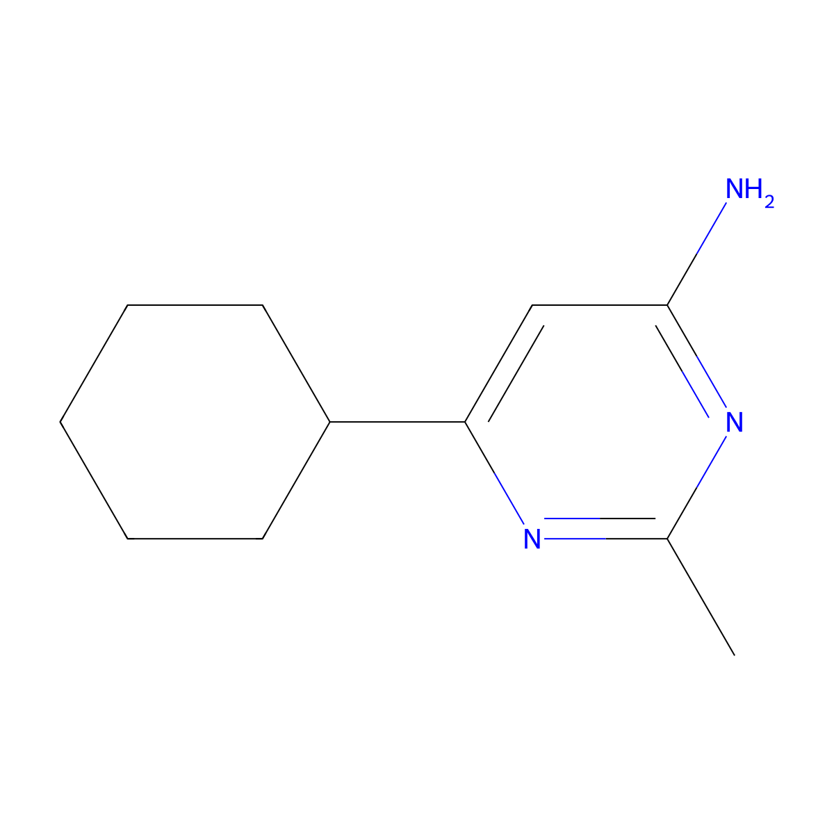 6-Cyclohexyl-2-methylpyrimidin-4-amine molecular structure, CAS 1412955-06-6