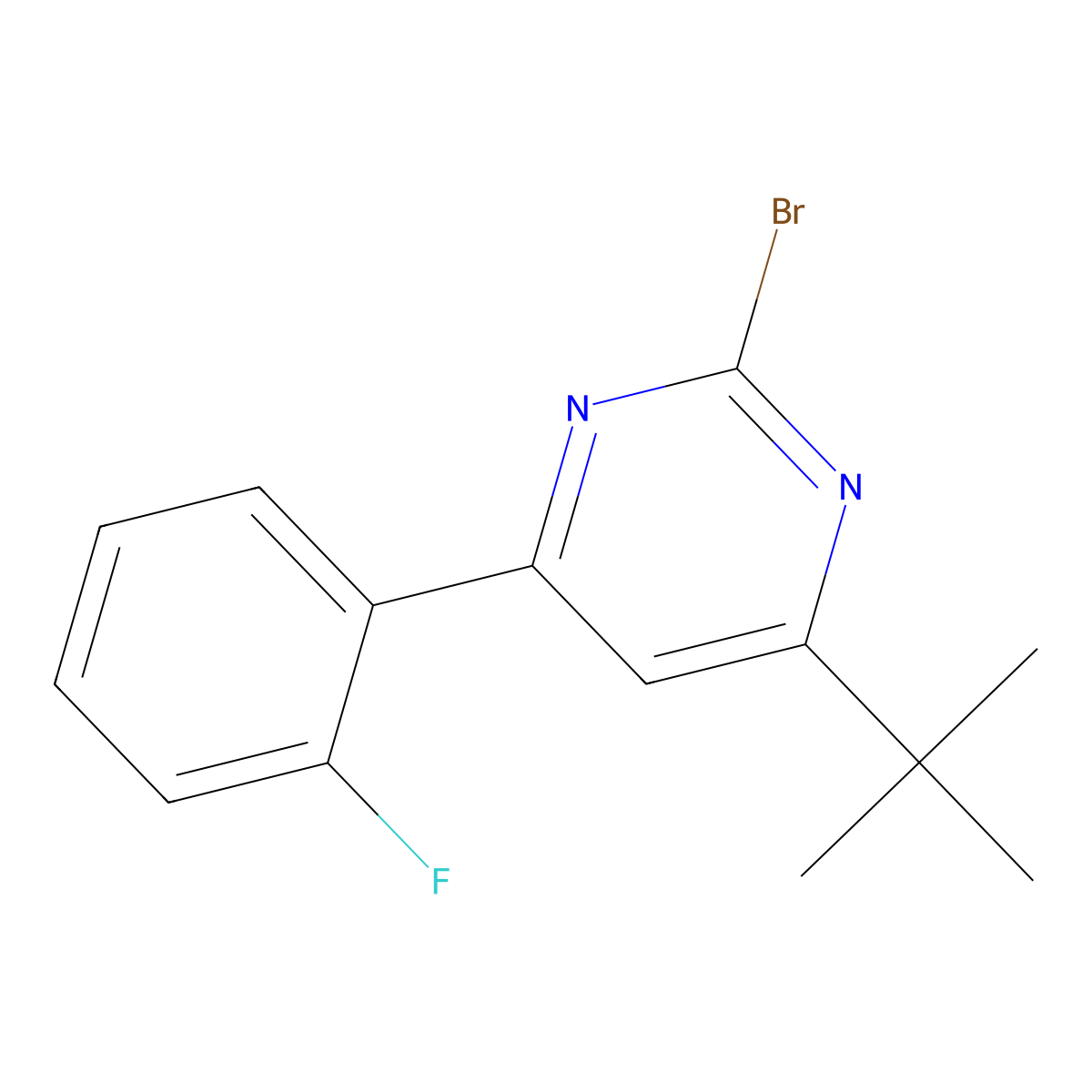 2-Bromo-4-(2-fluorophenyl)-6-(tert-butyl)pyrimidine molecular structure, CAS 1412955-10-2