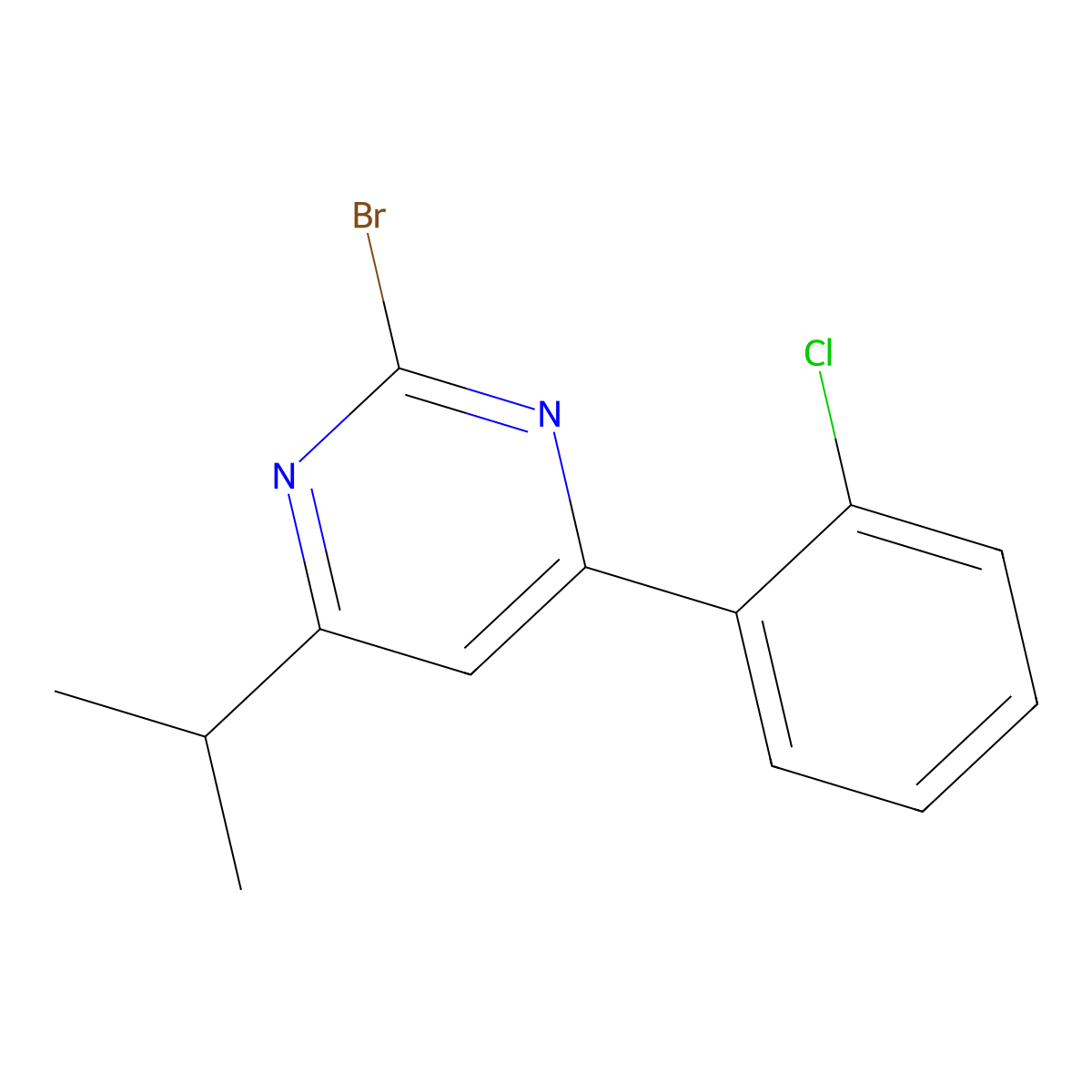 2-Bromo-4-(2-chlorophenyl)-6-(iso-propyl)pyrimidine molecular structure, CAS 1412955-11-3