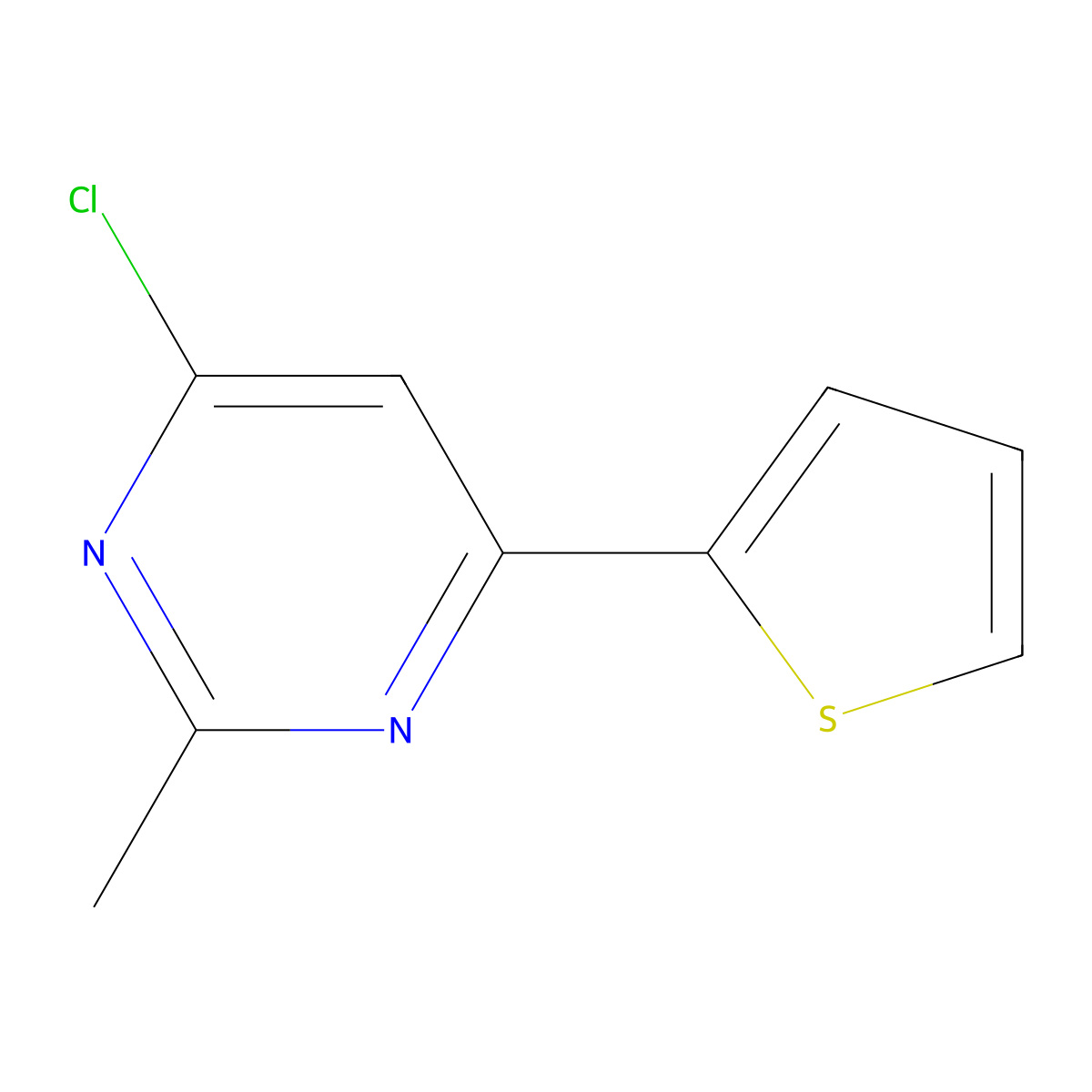 4-Chloro-2-methyl-6-(thiophen-2-yl)pyrimidine molecular structure, CAS 1412955-15-7