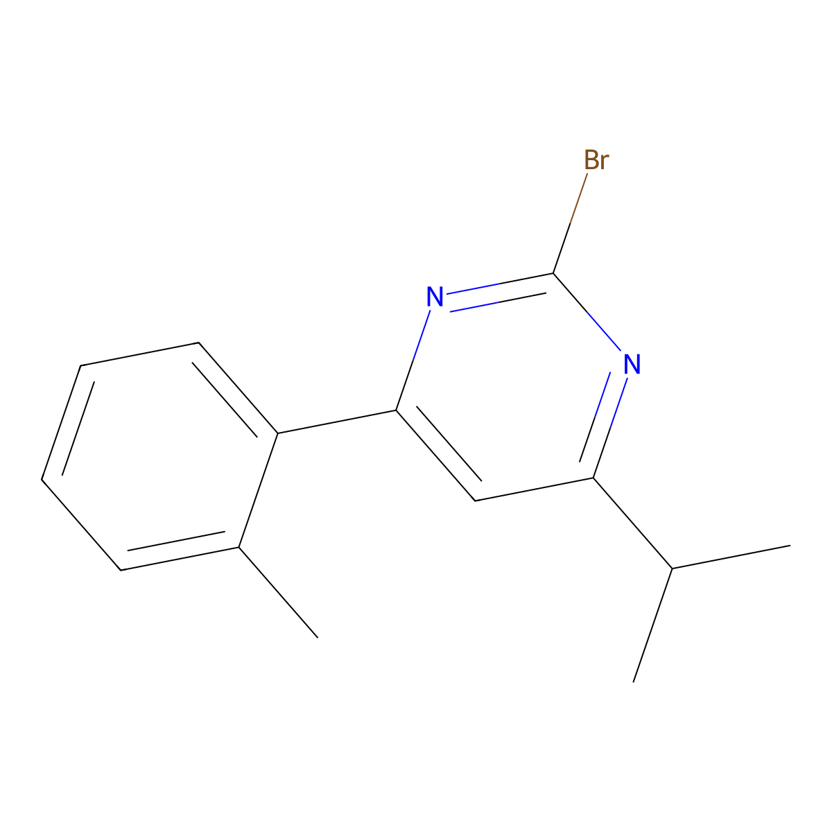 2-Bromo-4-(2-tolyl)-6-(iso-propyl)pyrimidine molecular structure, CAS 1412955-17-9