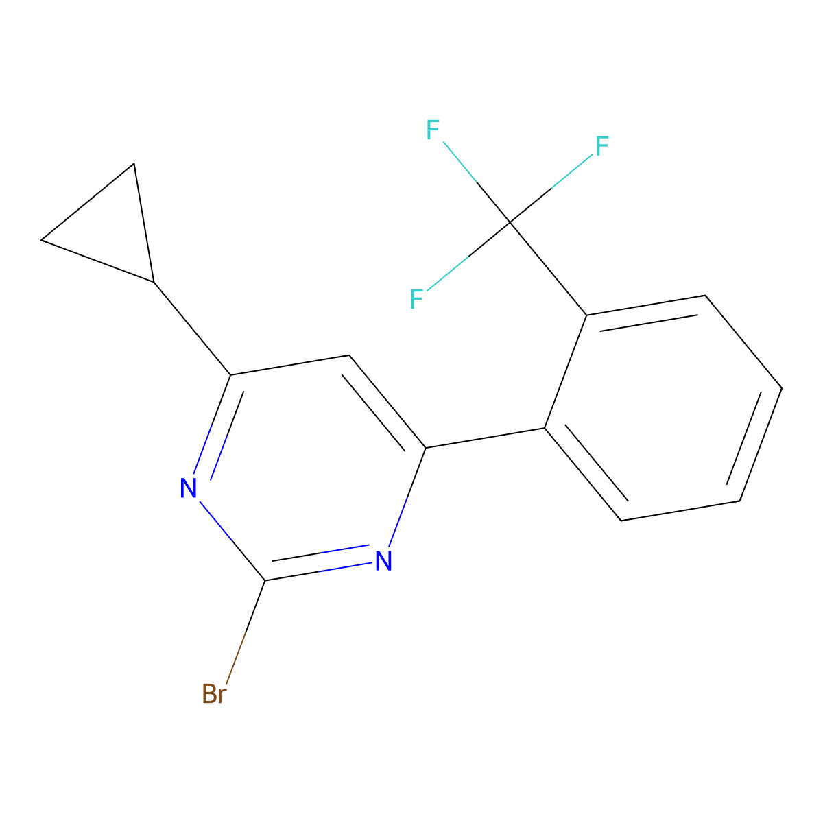 2-Bromo-4-(2-trifluoromethylphenyl)-6-cyclopropylpyrimidine molecular structure, CAS 1412955-18-0