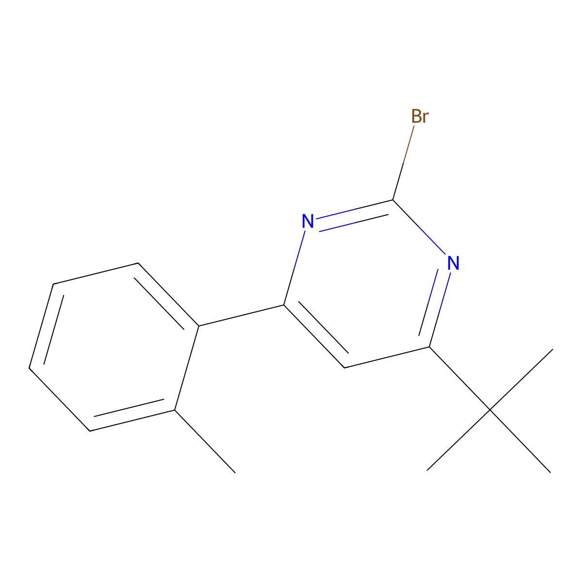 2-Bromo-4-(2-tolyl)-6-(tert-butyl)pyrimidine molecular structure, CAS 1412955-19-1