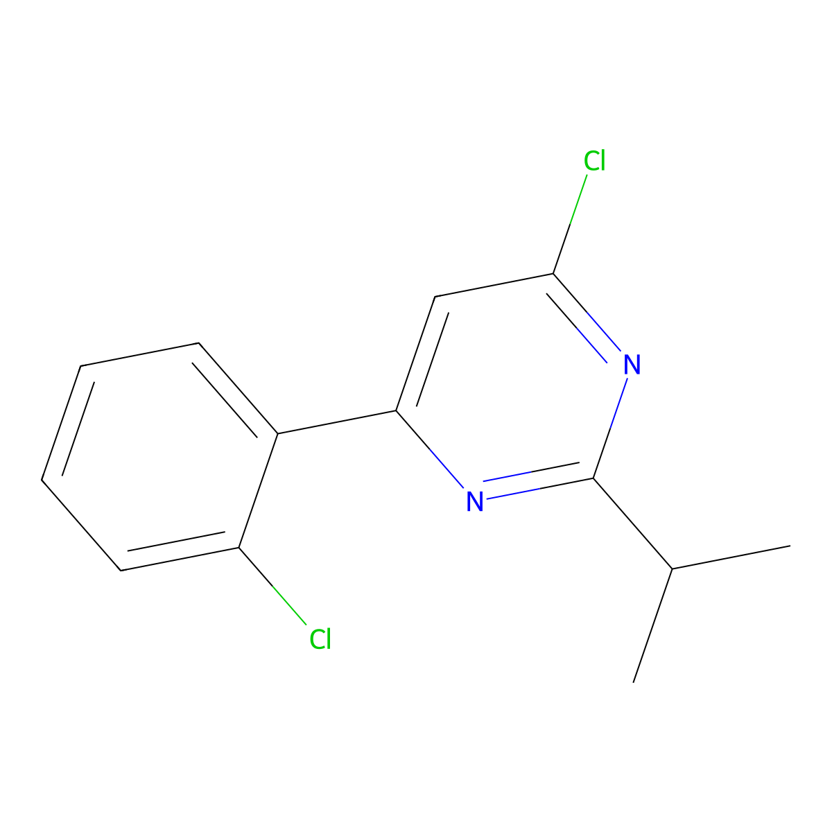 4-Chloro-6-(2-chlorophenyl)-2-(iso-propyl)pyrimidine molecular structure, CAS 1412955-21-5