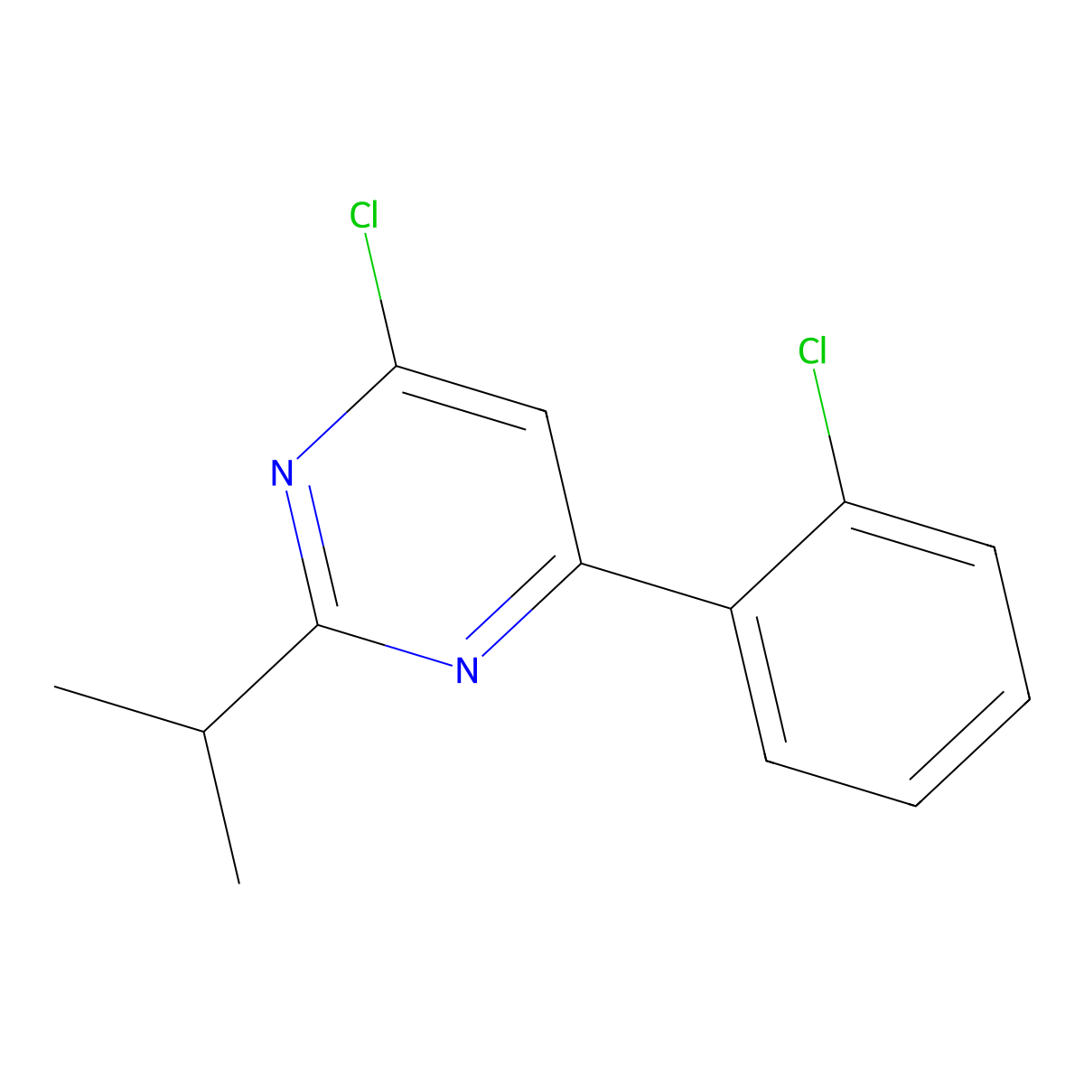 4-Chloro-6-(2-chlorophenyl)-2-(iso-propyl)pyrimidine molecular structure, CAS 1412955-21-5