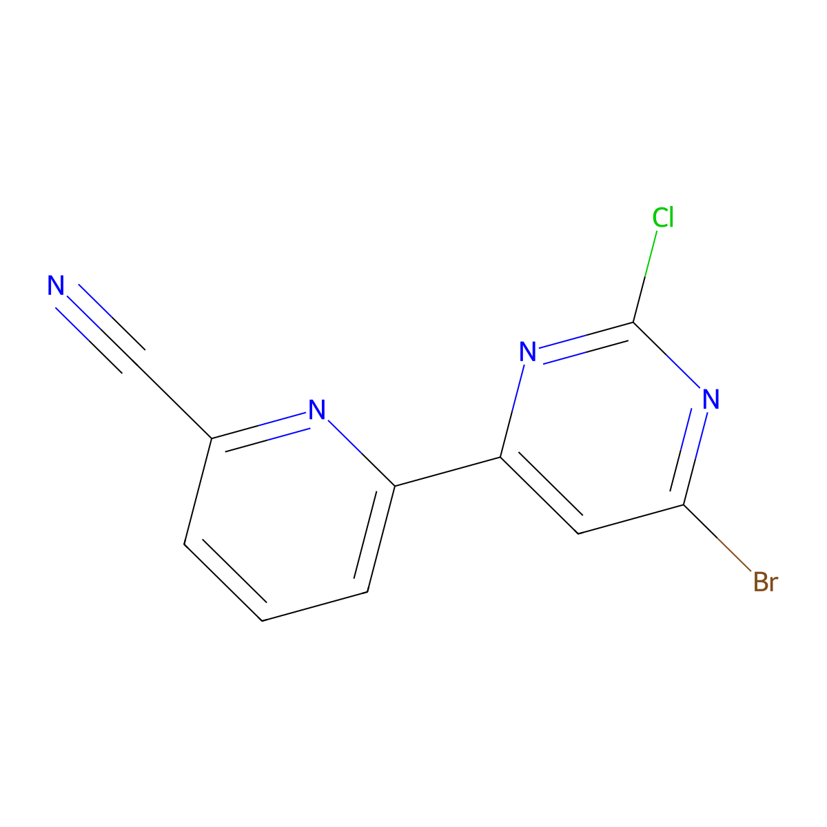 2-Chloro-4-bromo-6-(6-cyano-2-pyridyl)pyrimidine molecular structure, CAS 1412955-23-7