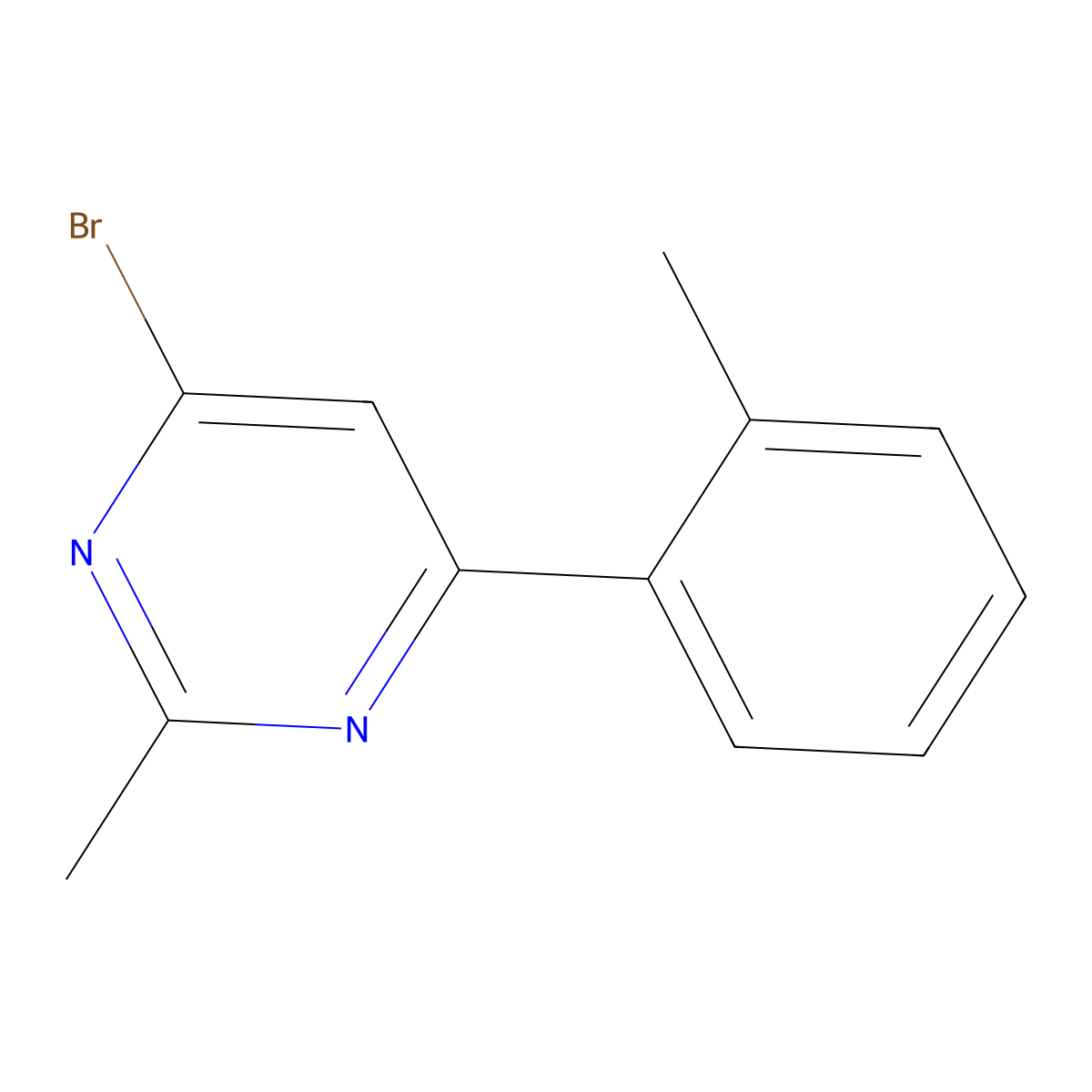 4-Bromo-2-methyl-6-(2-tolyl)pyrimidine molecular structure, CAS 1412955-25-9