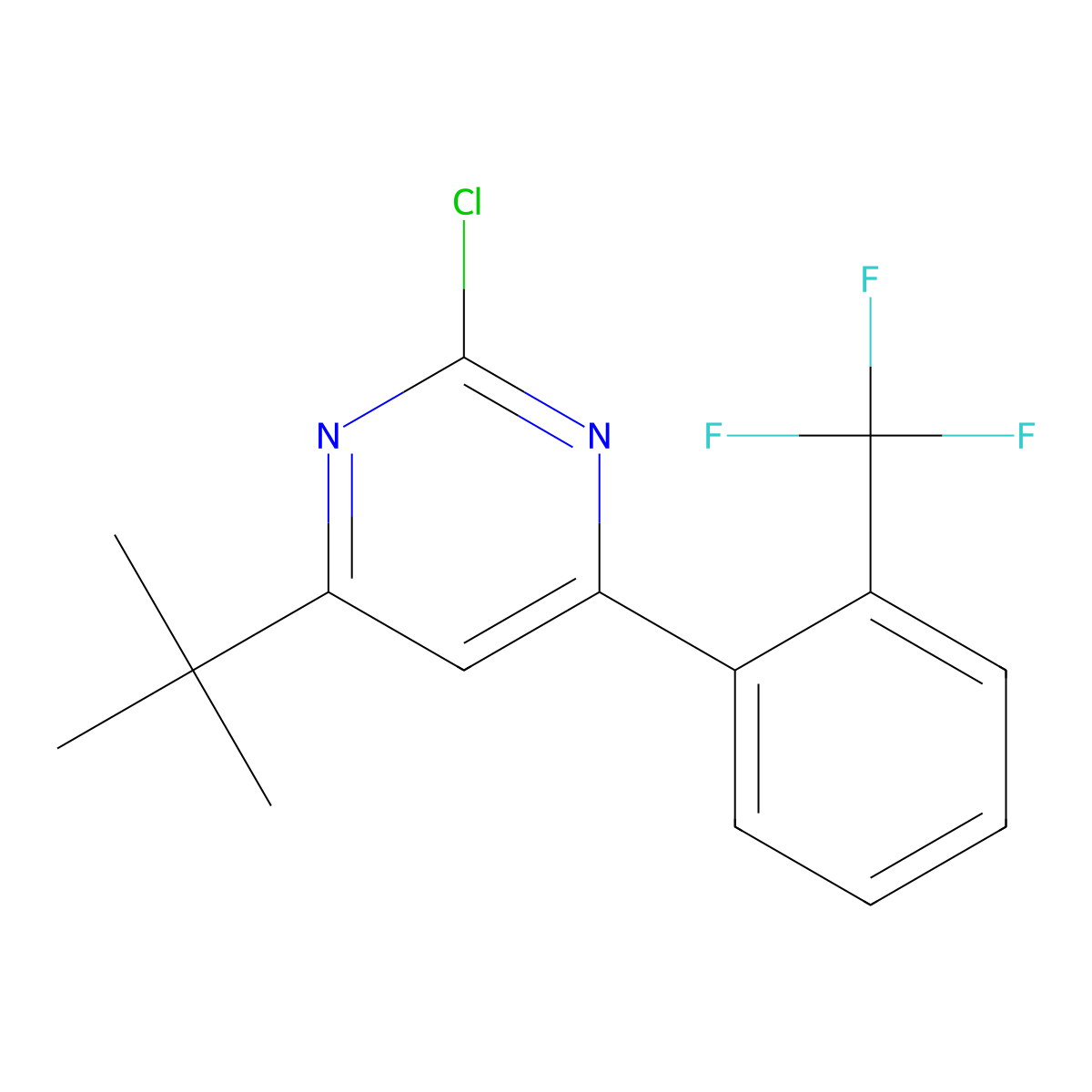 2-Chloro-4-(2-trifluoromethylphenyl)-6-(tert-butyl)pyrimidine molecular structure, CAS 1412955-29-3