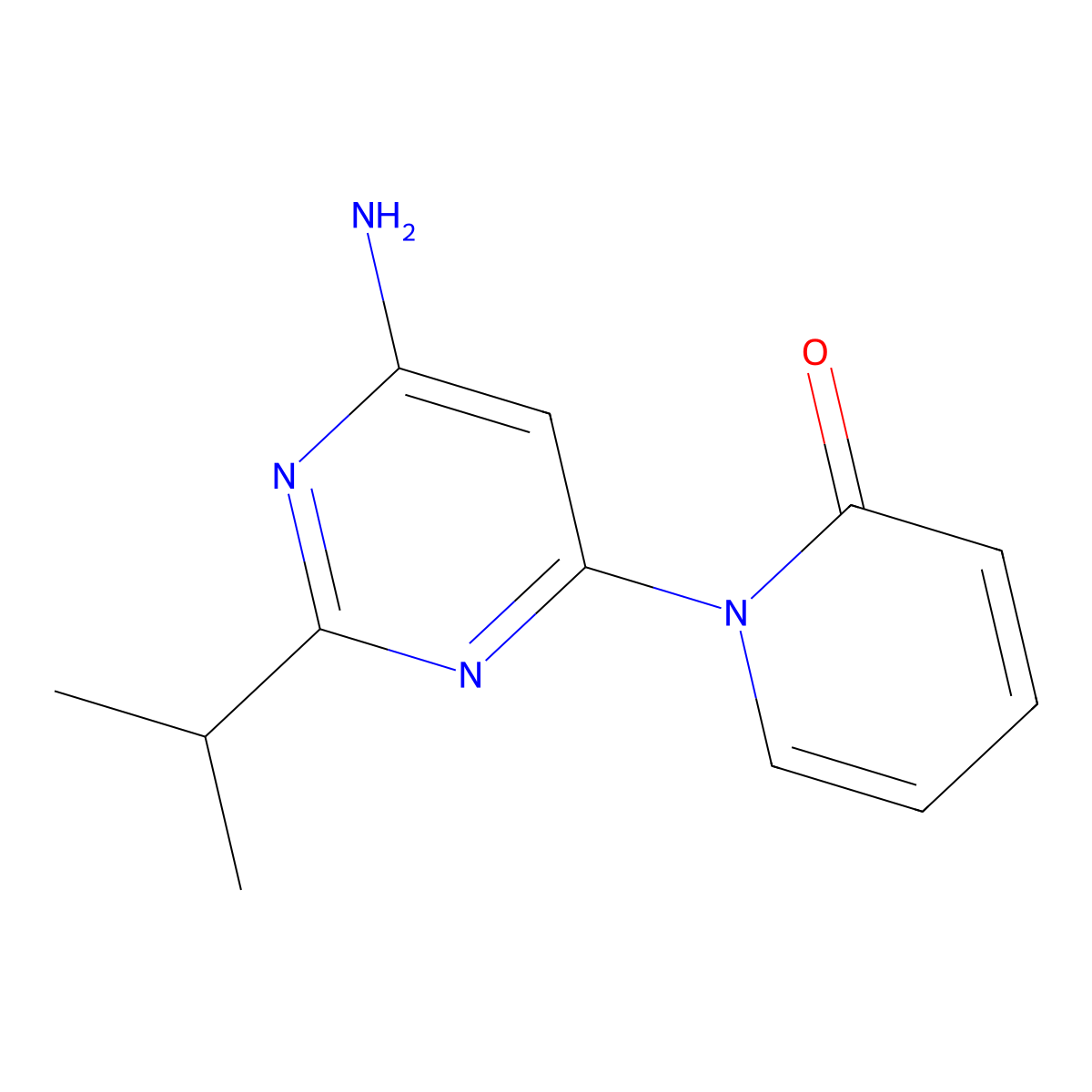 4-Amino-2-(iso-propyl)-6-(1H-pyridin-2-one)-pyrimidine molecular structure, CAS 1412955-30-6