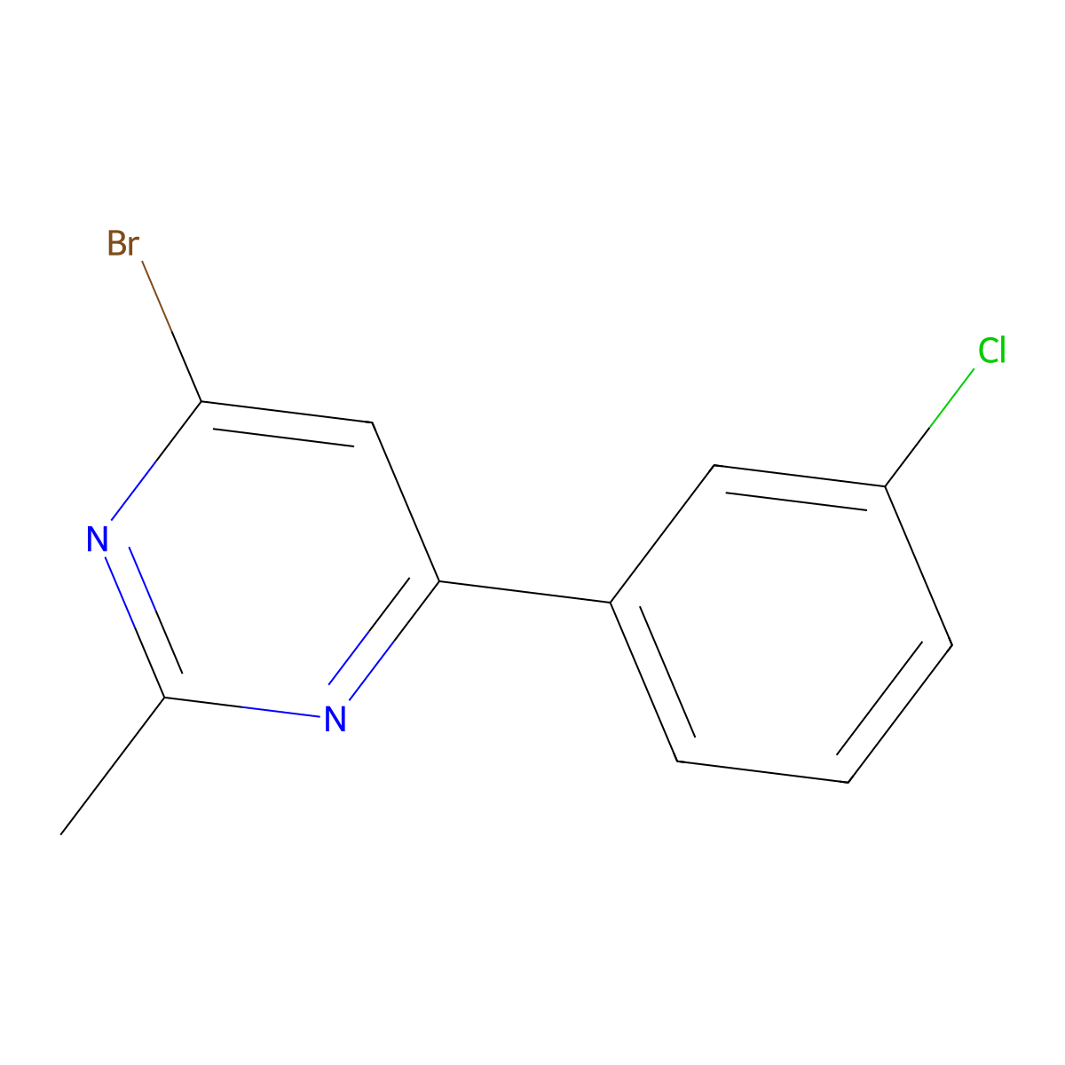 4-Bromo-6-(3-chlorophenyl)-2-methylpyrimidine molecular structure, CAS 1412955-33-9