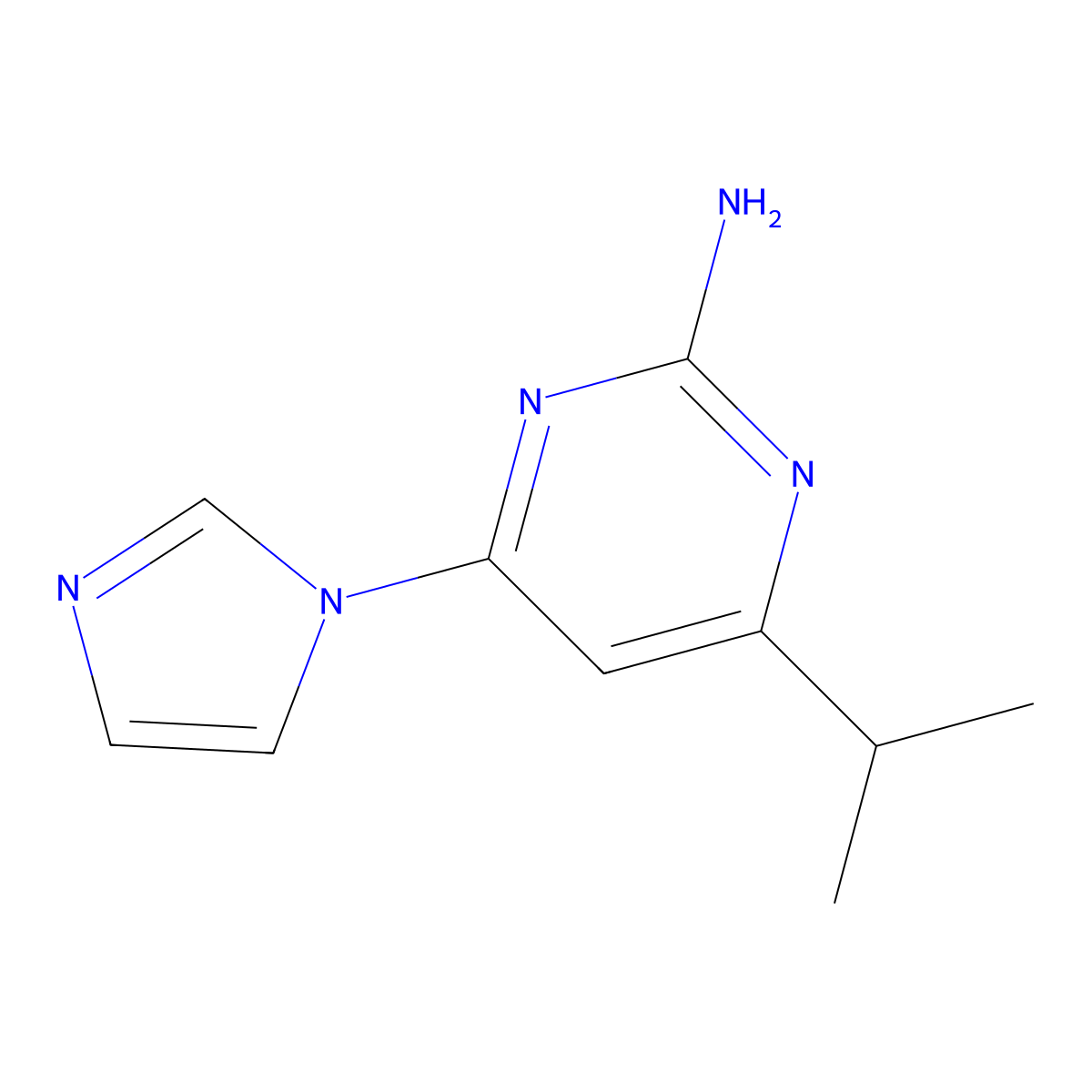2-Amino-4-(1H-imidazol-1-yl)-6-(iso-propyl)pyrimidine molecular structure, CAS 1412955-34-0