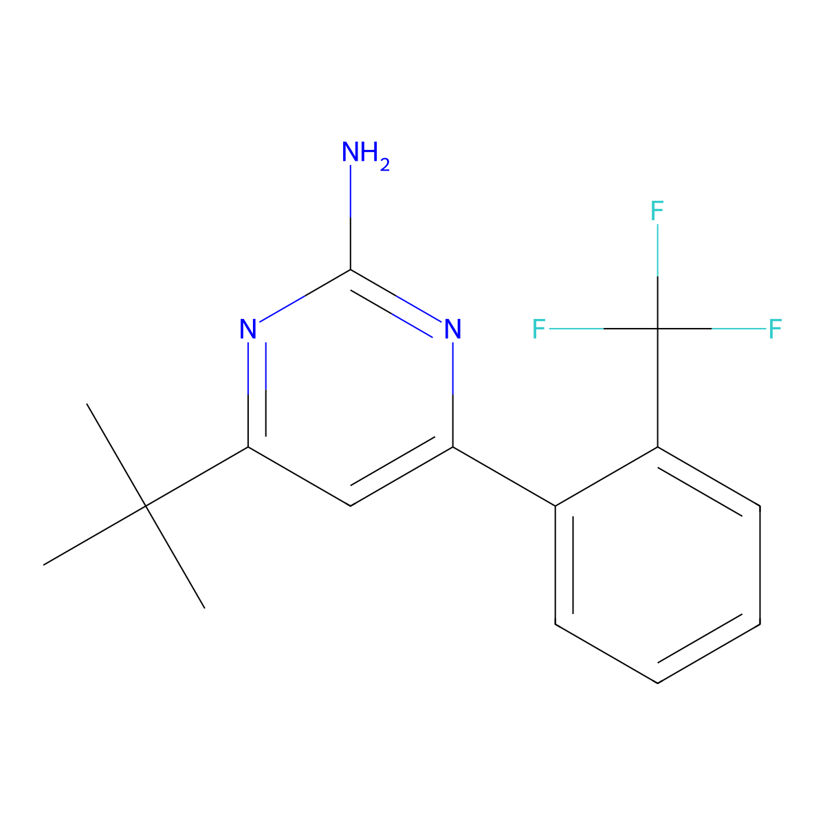 2-Amino-4-(2-trifluoromethylphenyl)-6-(tert-butyl)pyrimidine molecular structure, CAS 1412955-38-4