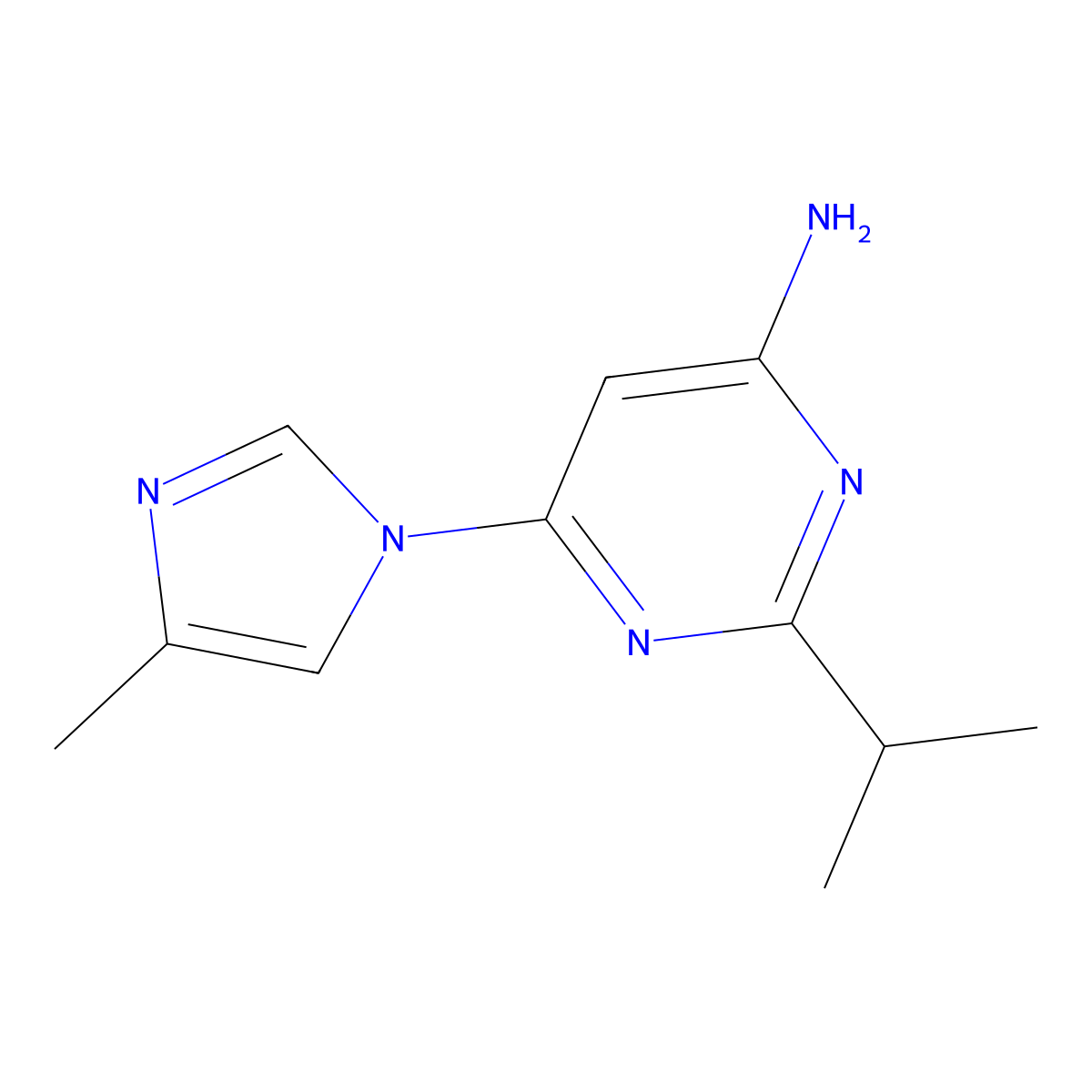 4-Amino-2-(iso-propyl)-6-(1H-4-methylimidazol-1-yl)-pyrimidine molecular structure, CAS 1412955-41-9