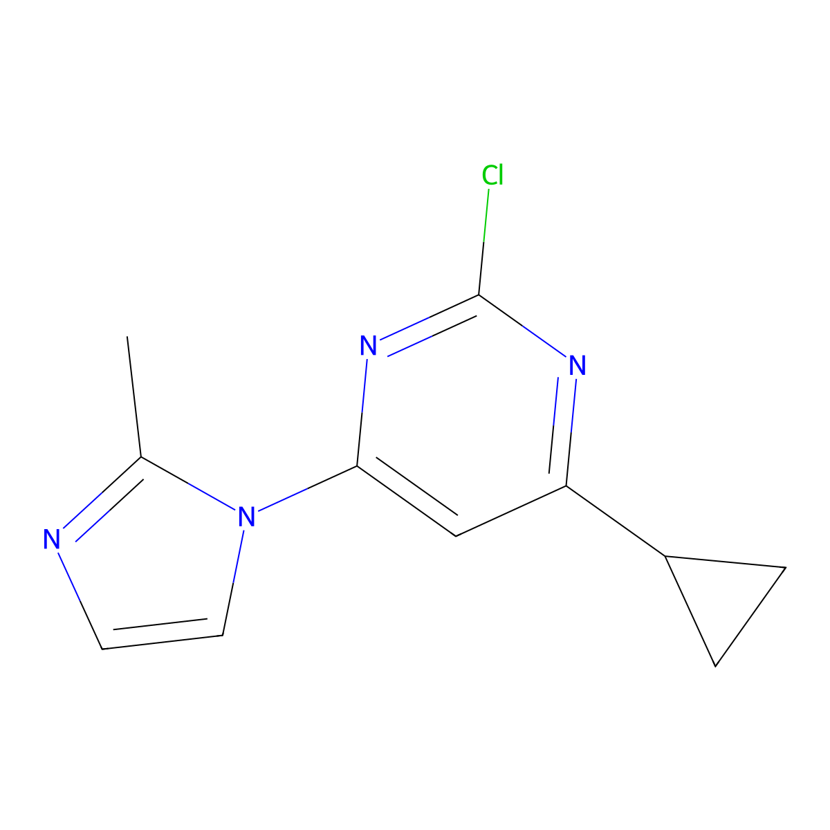 2-chloro-4-(1H-2-methylimidazol-1-yl)-6-cyclopropylpyrimidine molecular structure, CAS 1412955-43-1