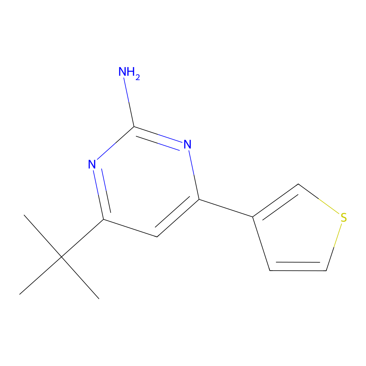 2-Amino-4-(3-thienyl)-6-(tert-butyl)pyrimidine molecular structure, CAS 1412955-44-2