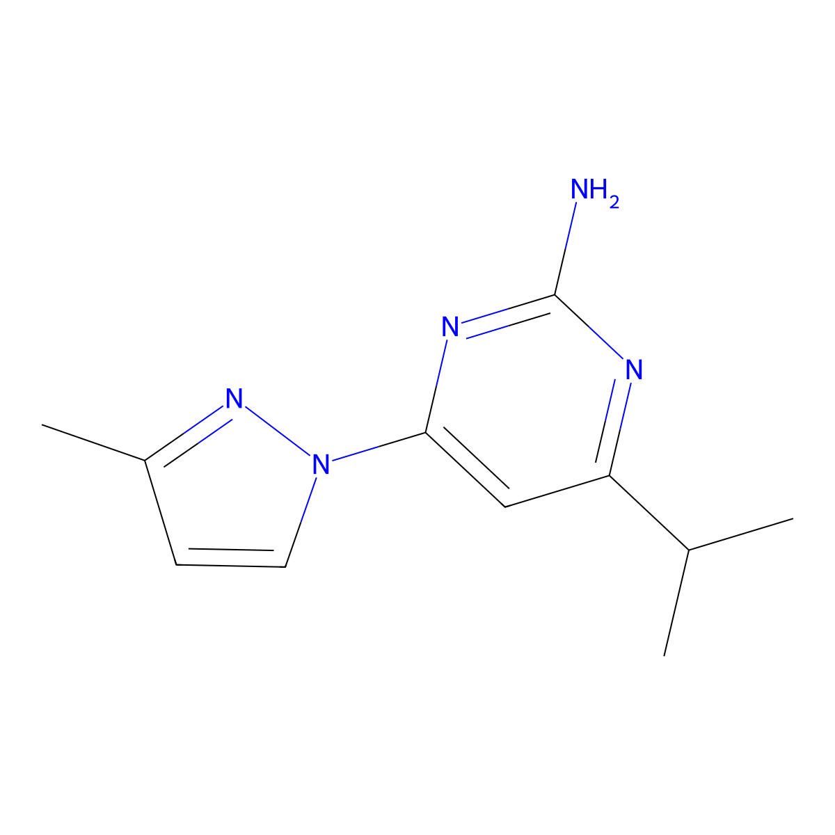 2-Amino-4-(1H-3-methylpyrozol-1-yl)-6-(iso-propyl)pyrimidine molecular structure, CAS 1412955-45-3