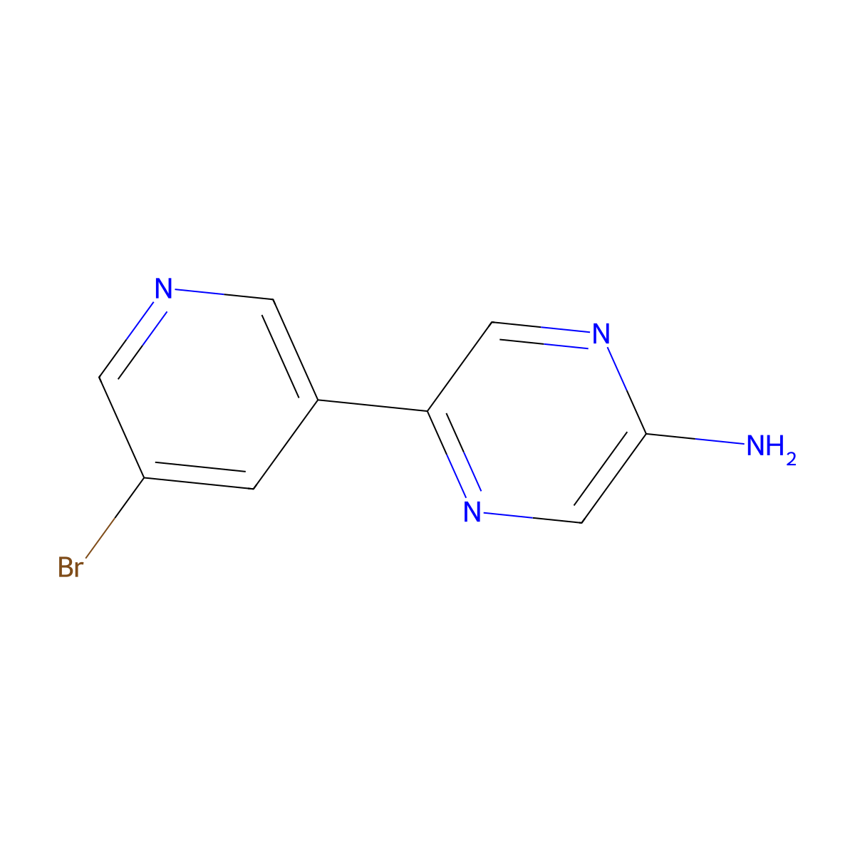 3-Bromo-5-(-5-aminopyrazin-2-yl)pyridine molecular structure, CAS 1412955-47-5