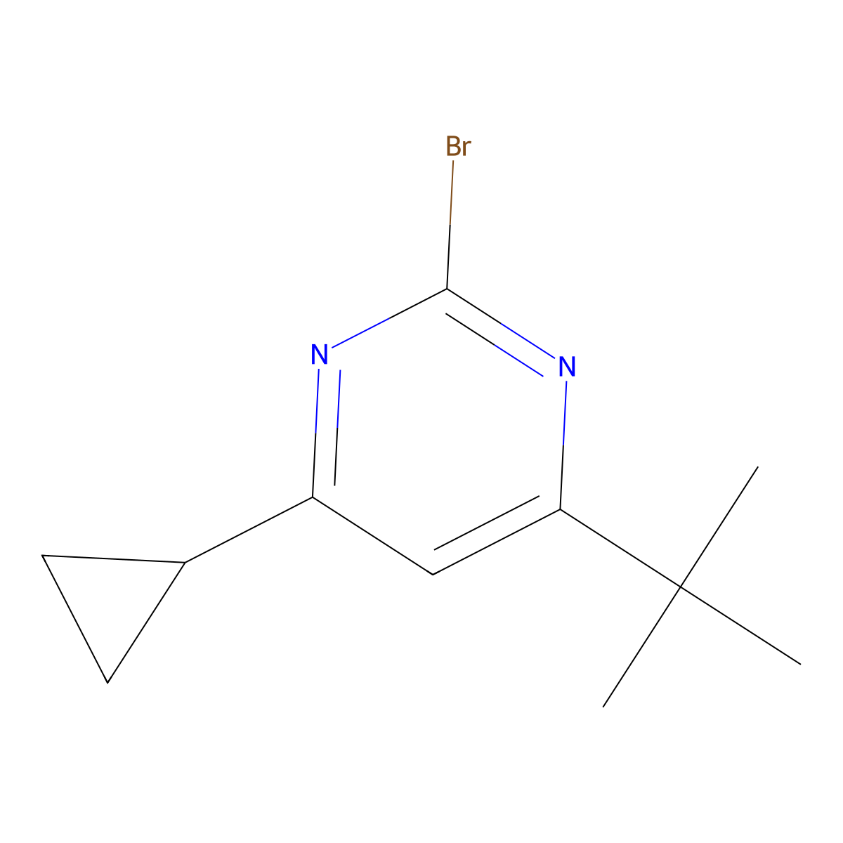 2-Bromo-4-(cyclopropyl)-6-(tert-butyl)pyrimidine molecular structure, CAS 1412955-53-3