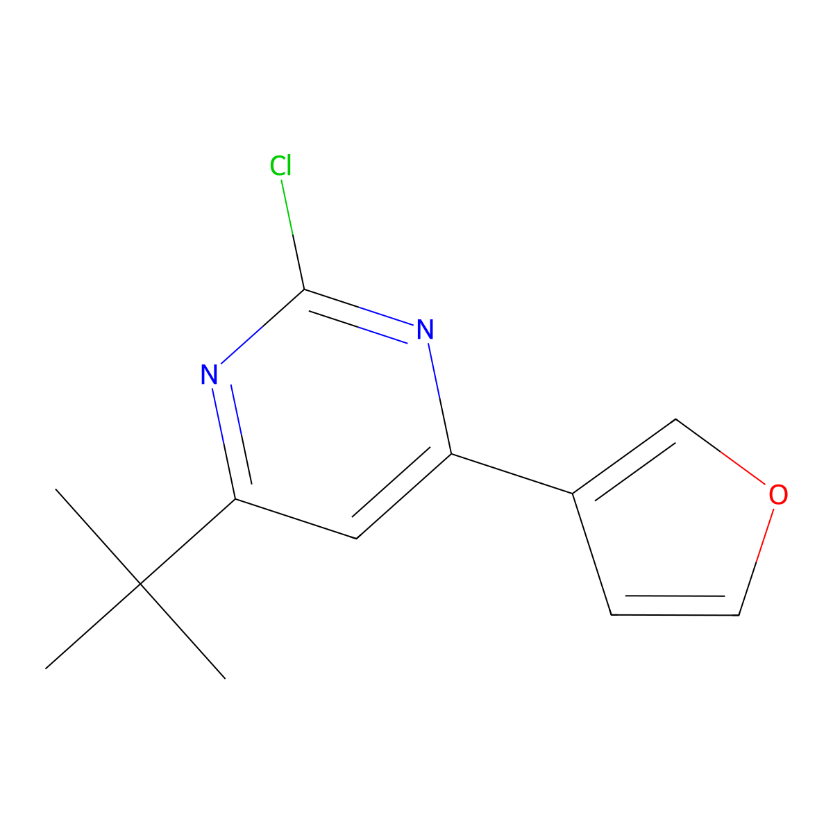 2-Chloro-4-(3-furyl)-6-(tert-butyl)pyrimidine molecular structure, CAS 1412955-58-8