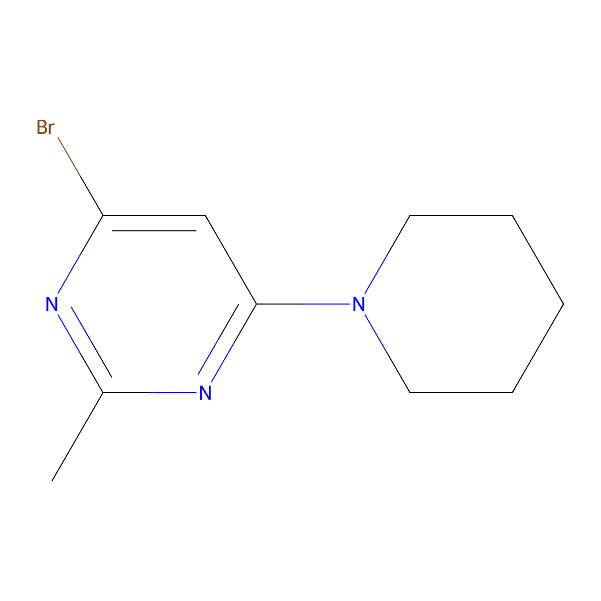 4-Bromo-2-methyl-6-(piperidin-1-yl)pyrimidine molecular structure, CAS 1412955-59-9