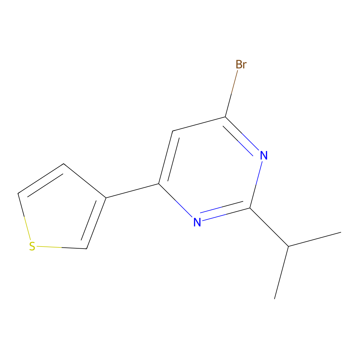 4-Bromo-2-(iso-propyl)-6-(3-thienyl)pyrimidine molecular structure, CAS 1412955-65-7