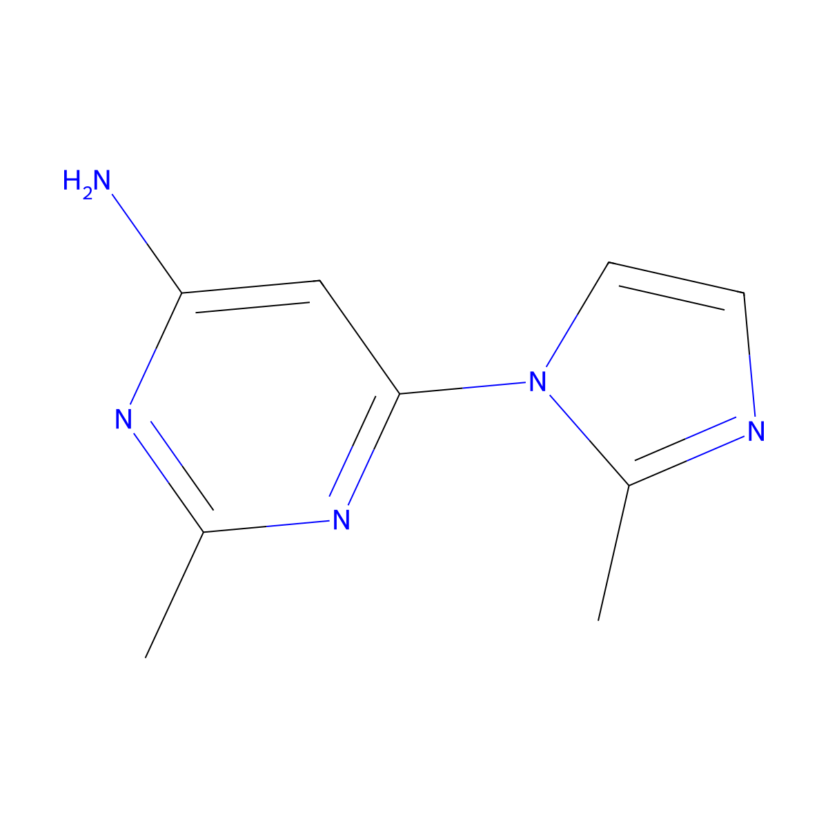 4-amino-2-methyl-6-(1H-2-methylimidazol-1-yl)pyrimidine molecular structure, CAS 1412955-70-4